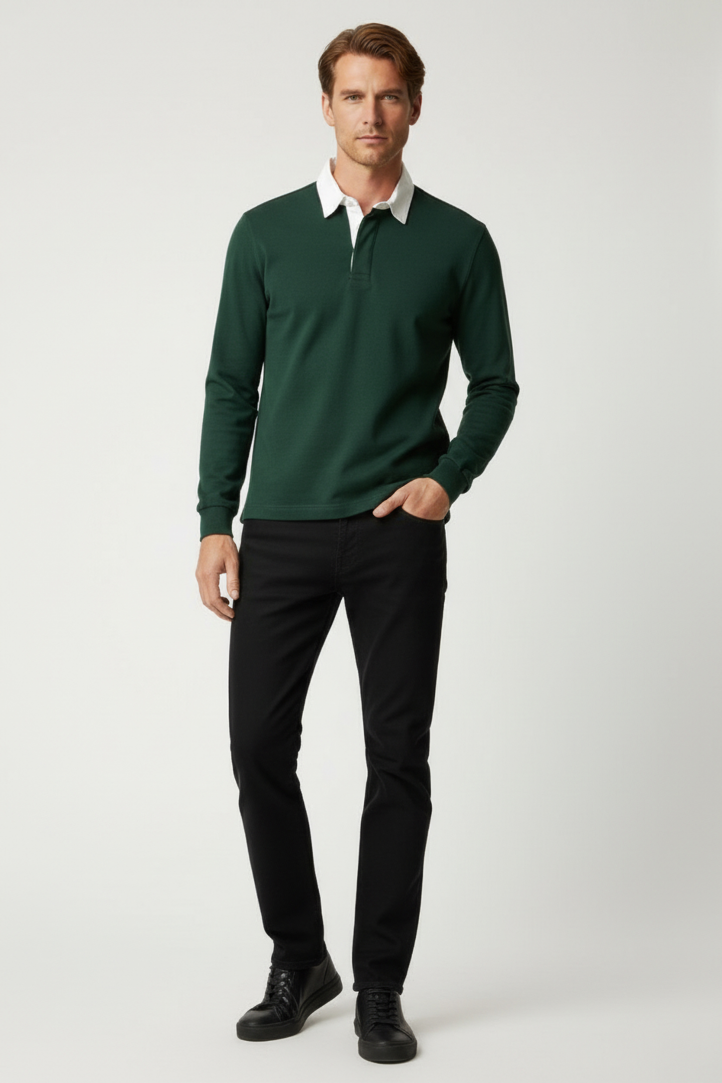 PERIALF LONG SLEEVE POLO URBAN GREEN 1