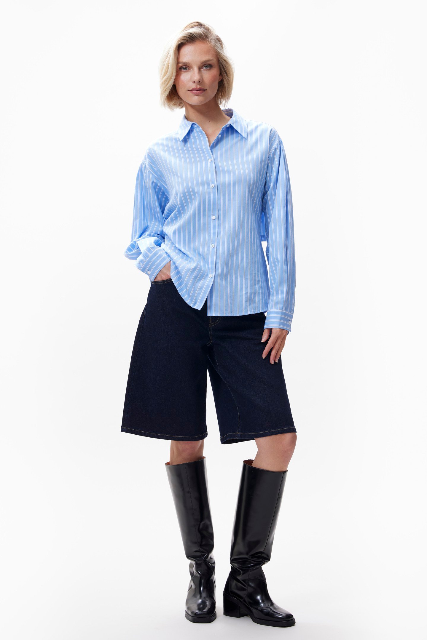 BLOUSE WITH OPEN BACK CORNFLOWER BLUE 1