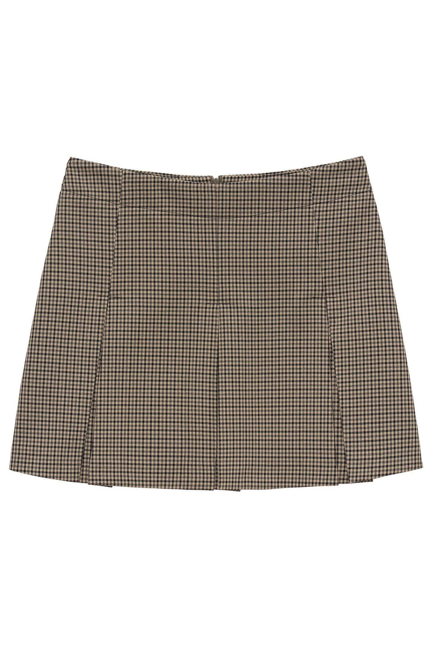 PLEATED CHECK SKIRT BROWN 4