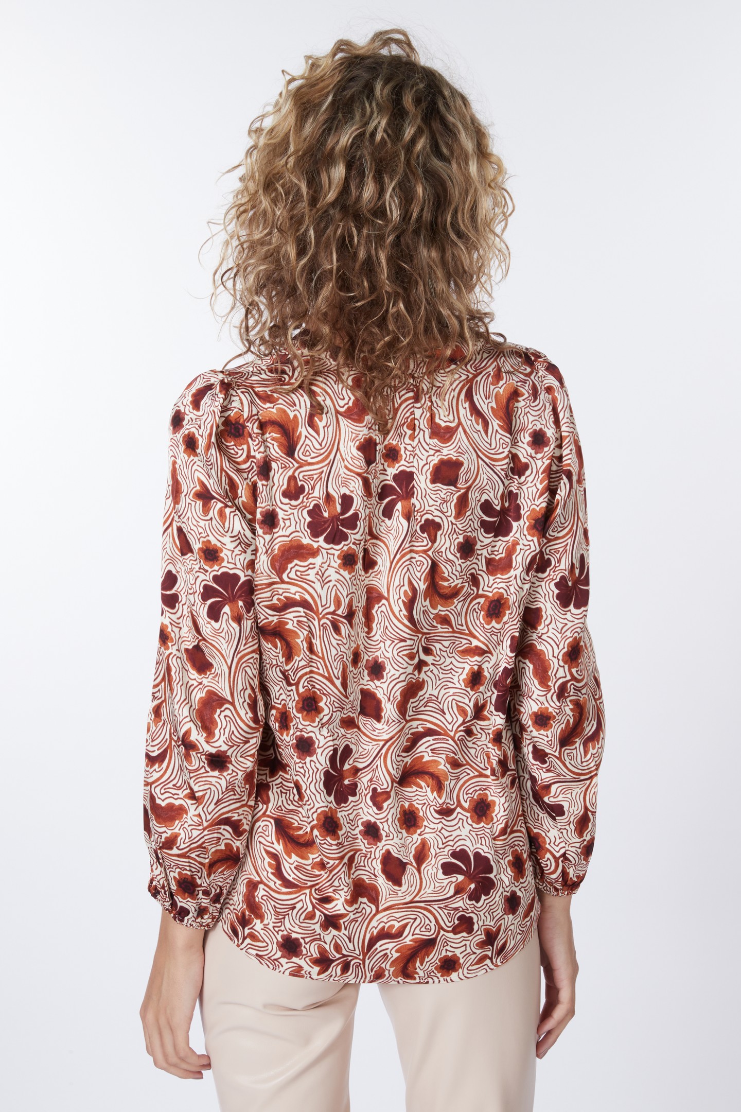 BLOUSE V-NECK AUTUMN FLOWER PRINT PRINT 2