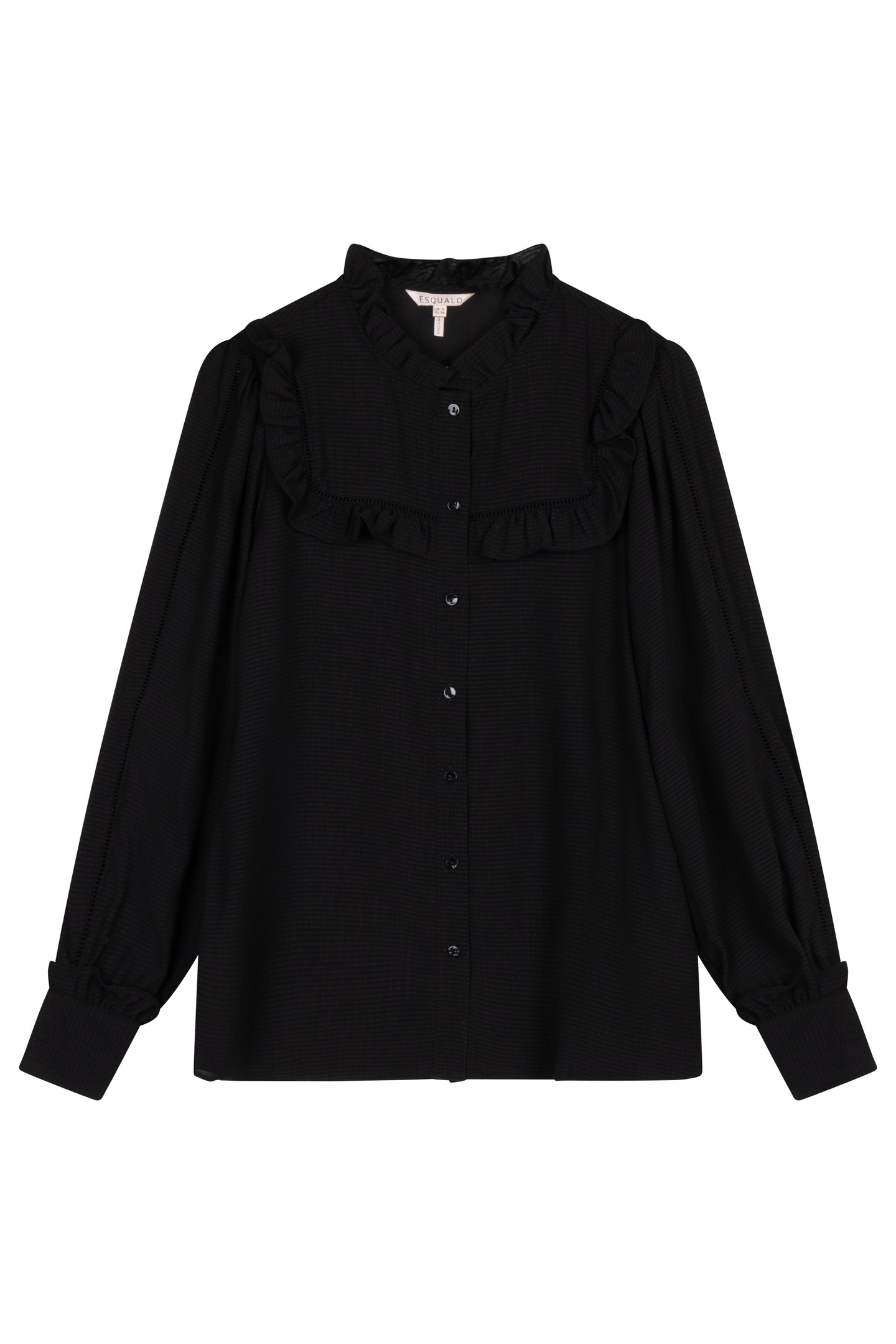 BLOUSE RUFFLES STRUCTURED FABRIC BLACK 6