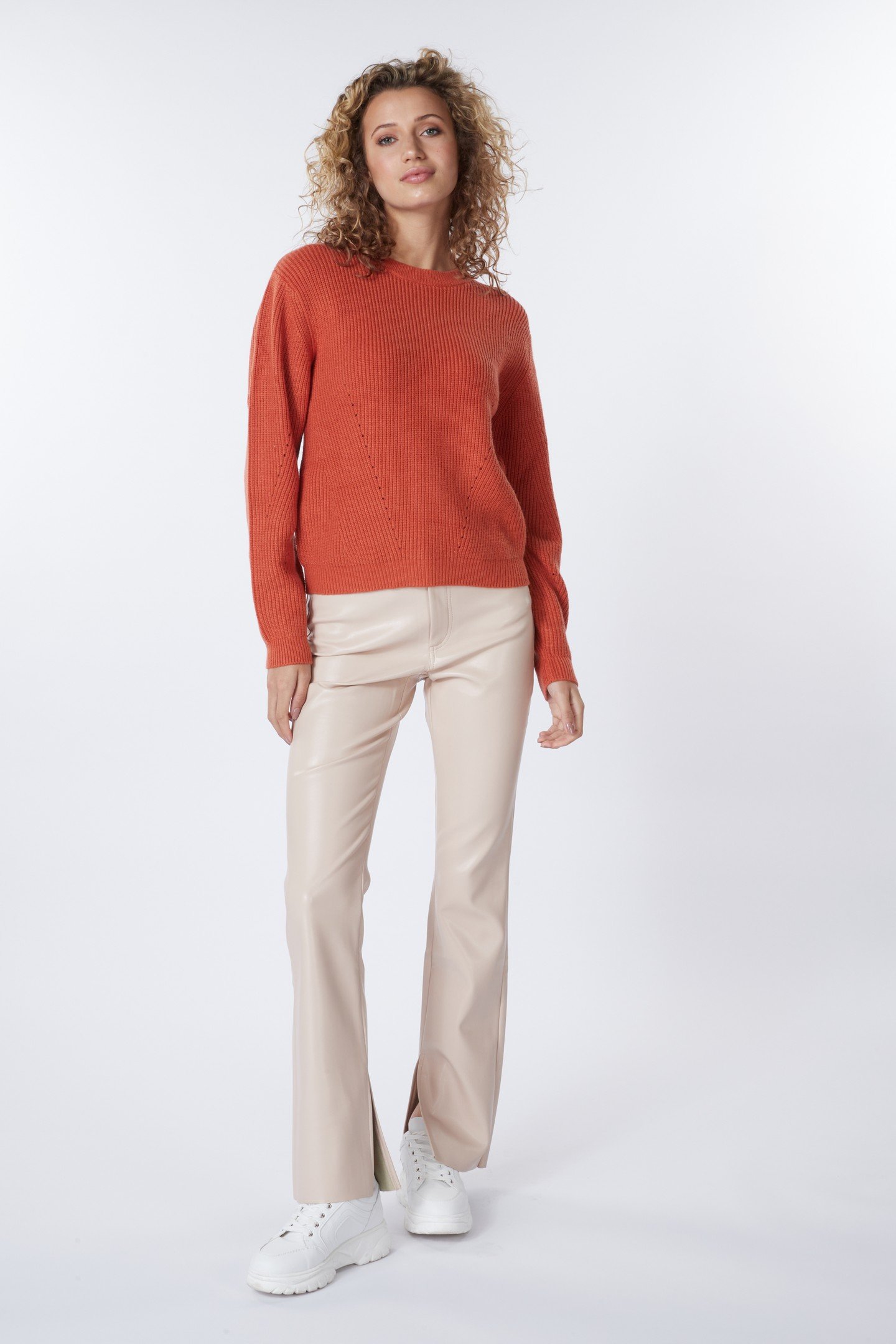 TROUSERS FLARED SPLIT PU BISCUIT 1