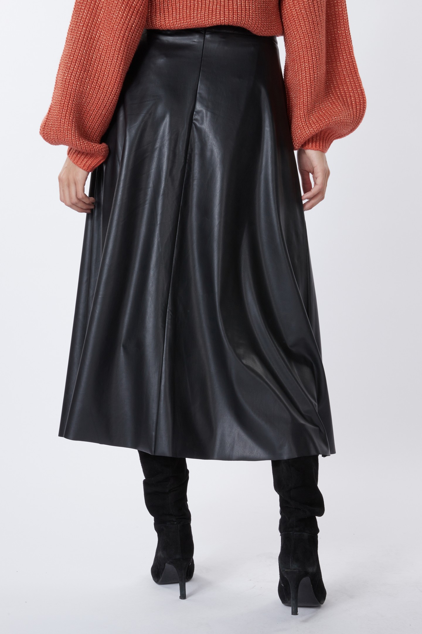 SKIRT MIDI LIGHT PU BLACK 4