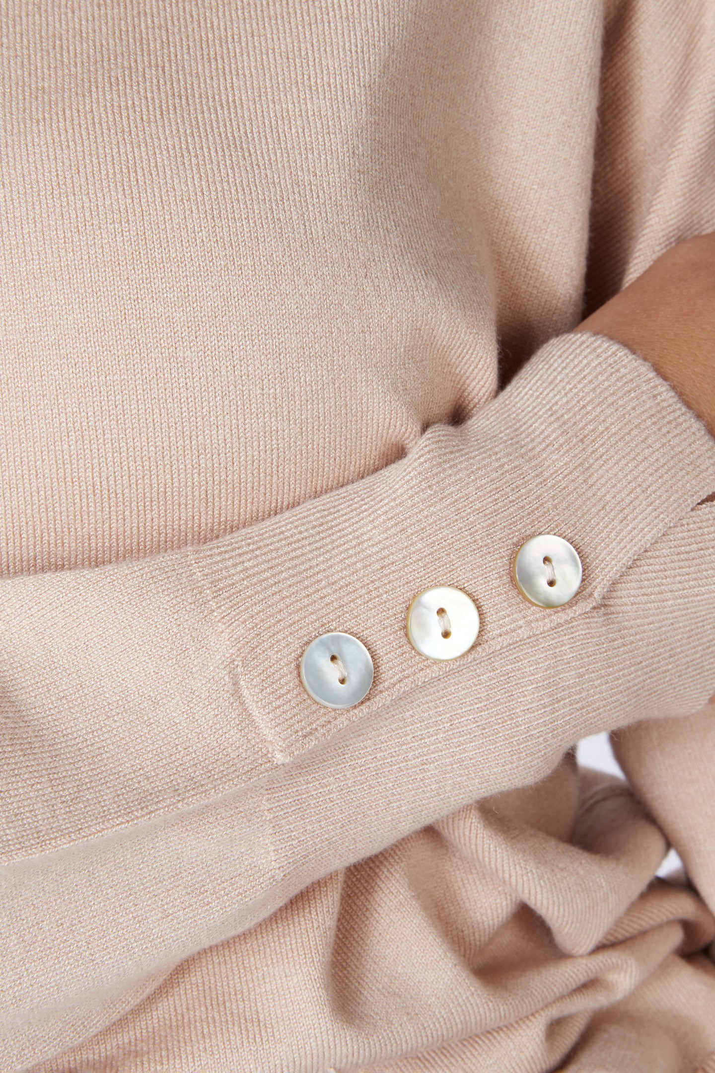 SWEATER BASIC BUTTON SLVE CUFF WARM SAND 4