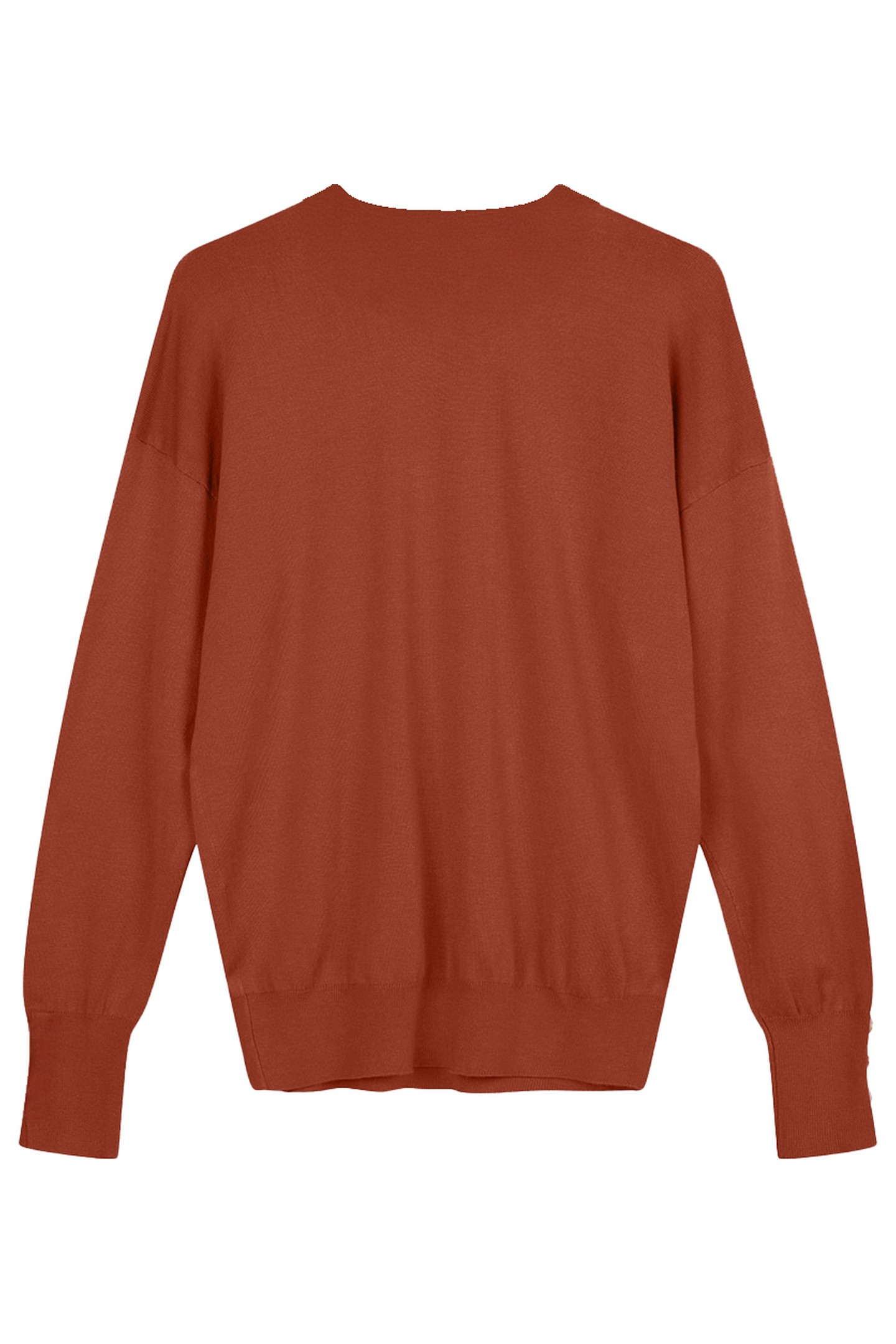 SWEATER BASIC BUTTON SLVE CUFF COPPER BROWN 2