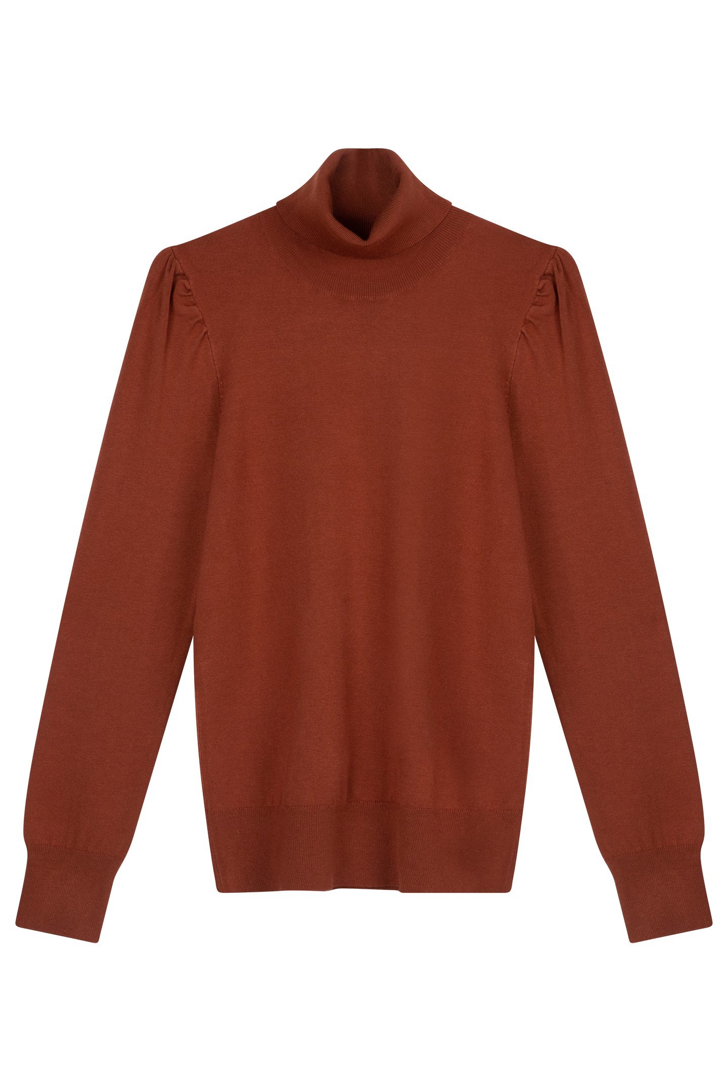 SWEATER GATHERING SHOULDER COPPER BROWN 4