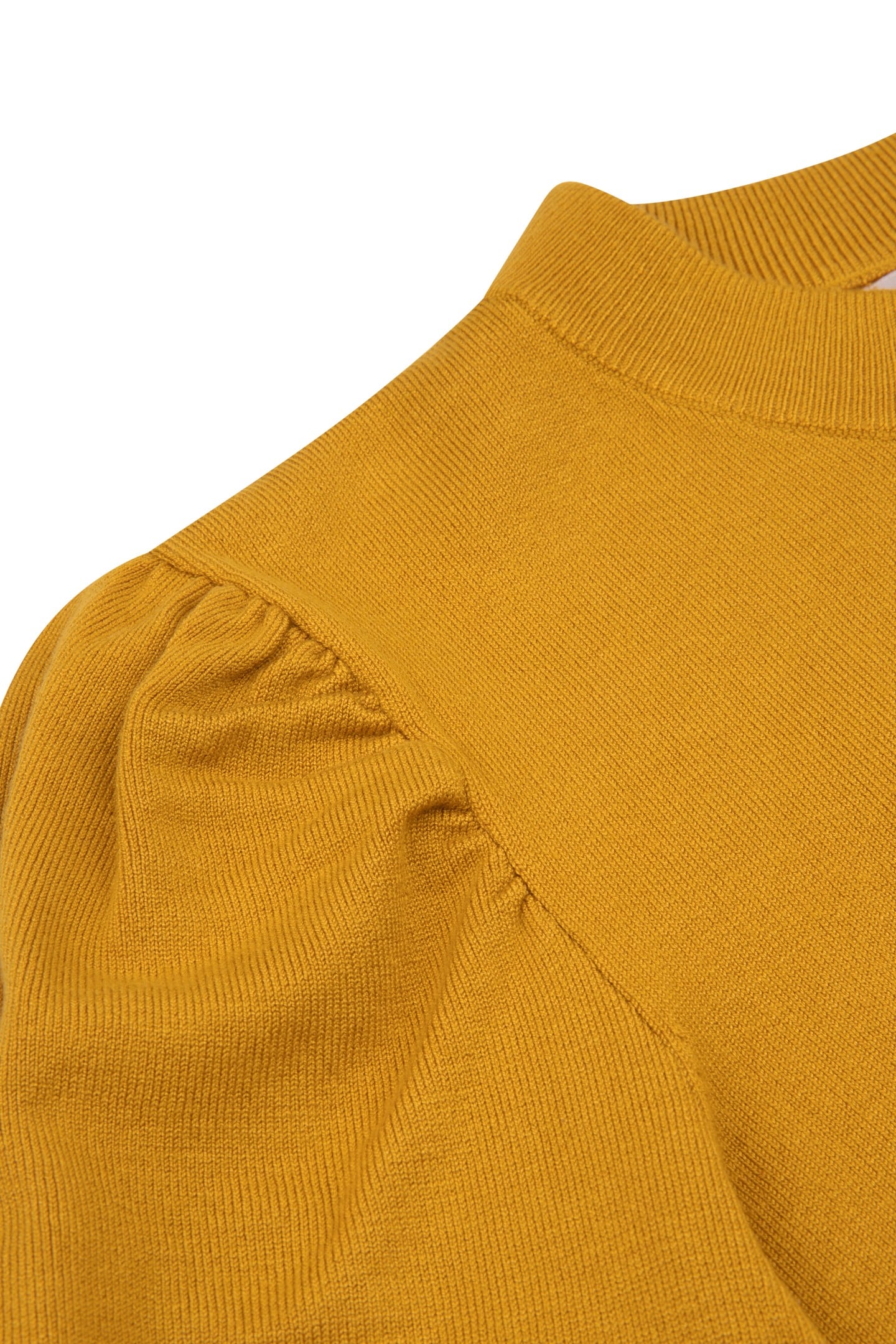 SWEATER BASIC GATHERING S/SLVE MUSTARD 7