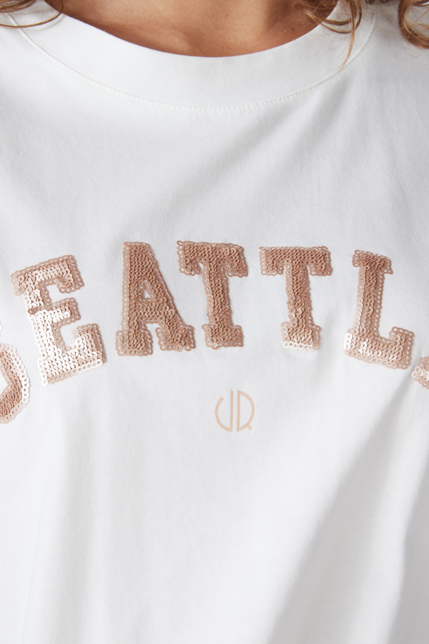 T-SHIRT SEQUINS "SEATTLE" OFF WHITE / GOLD 5