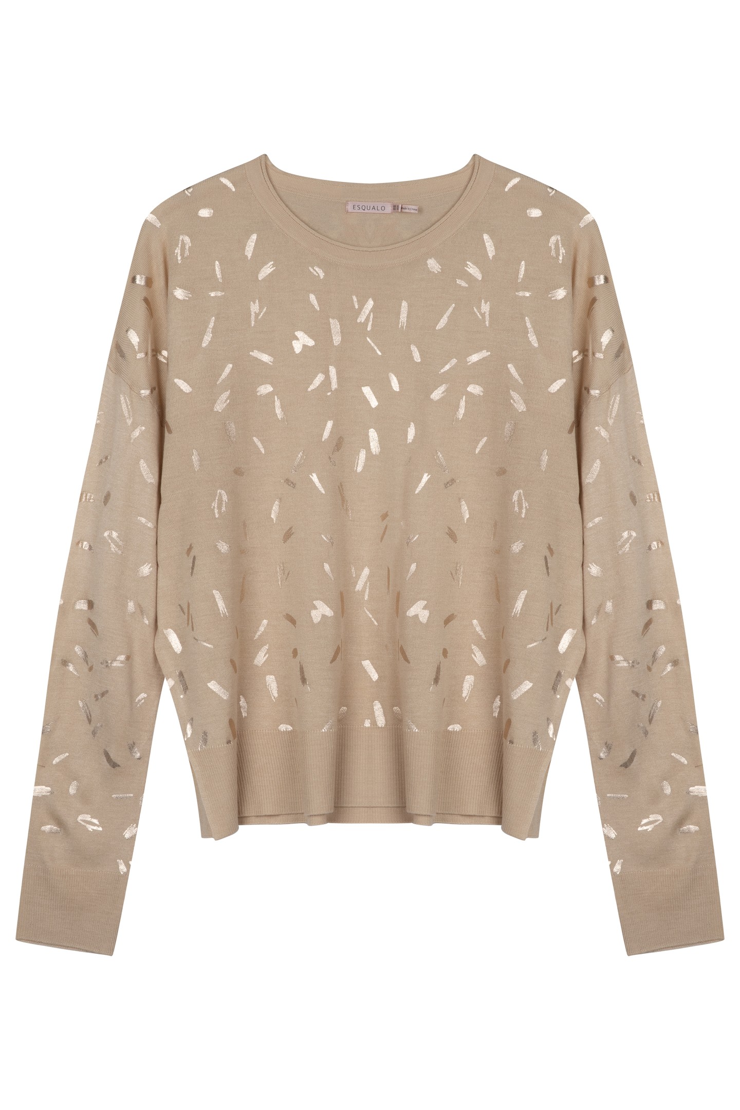SWEATER FOIL PRINT L/SLV WARM SAND 3