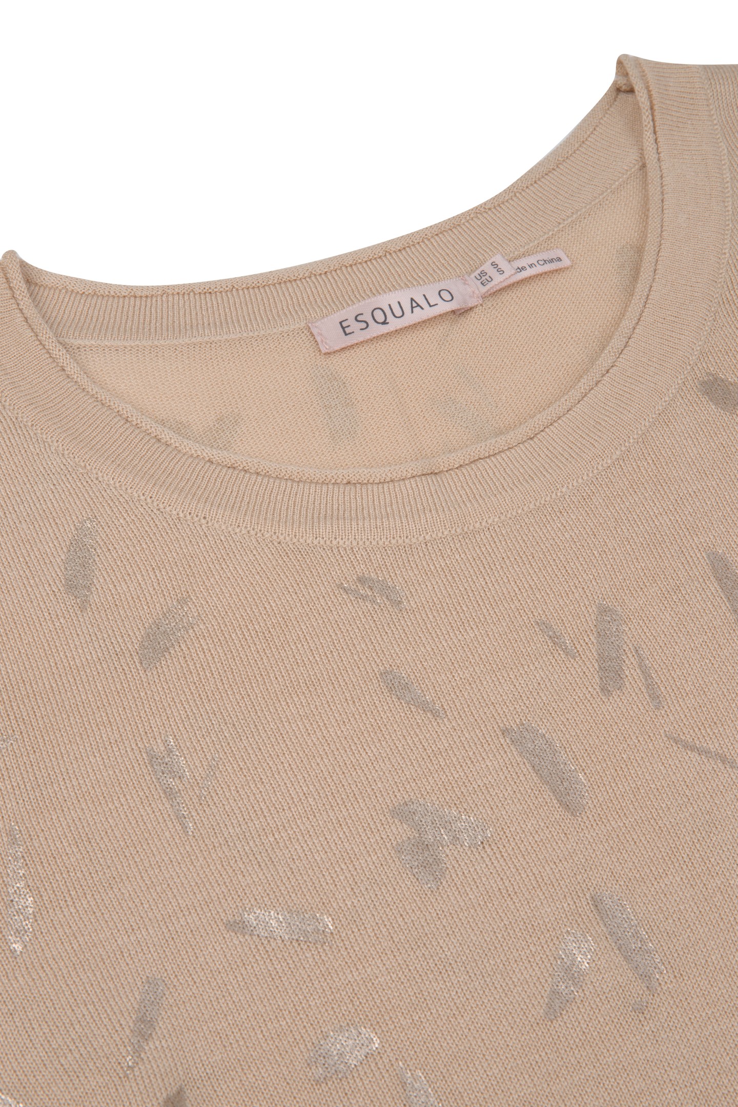 SWEATER FOIL PRINT S/SLV WARM SAND 2