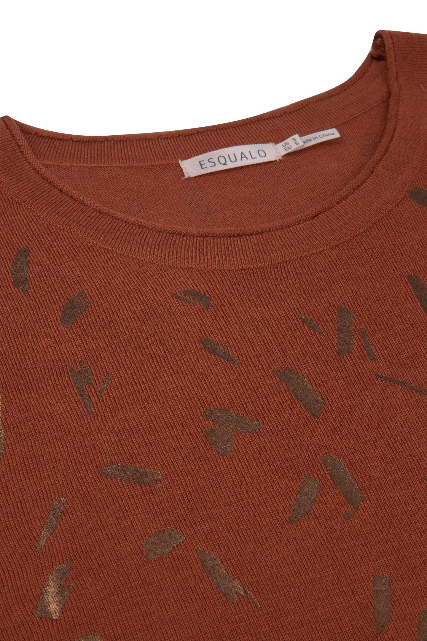 SWEATER FOIL PRINT S/SLV COPPER BROWN 2