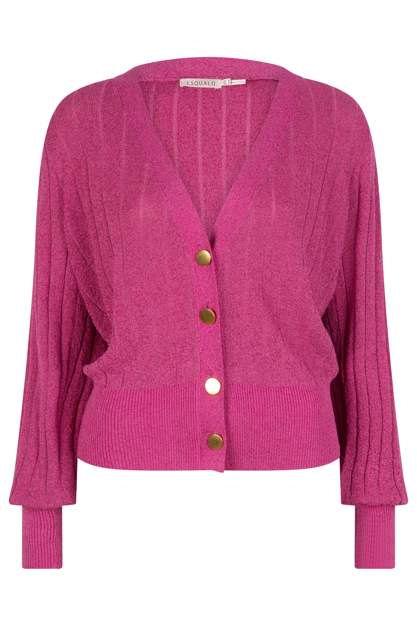 CARDIGAN PUFF SLEEVE RIB LUREX PINK 5