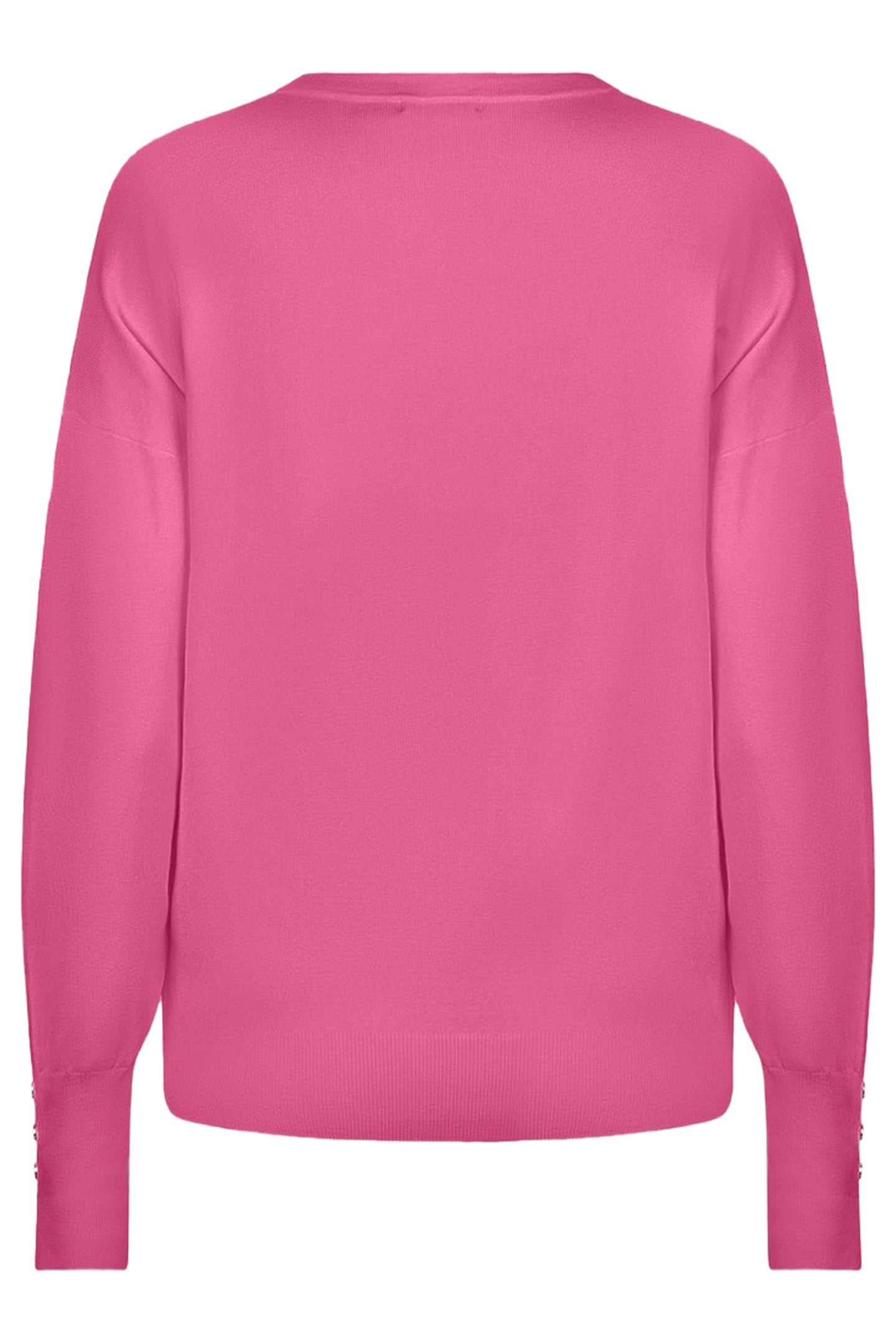 SWEATER R-NECK BUTTONED SLEEVE CUFF PINK 2