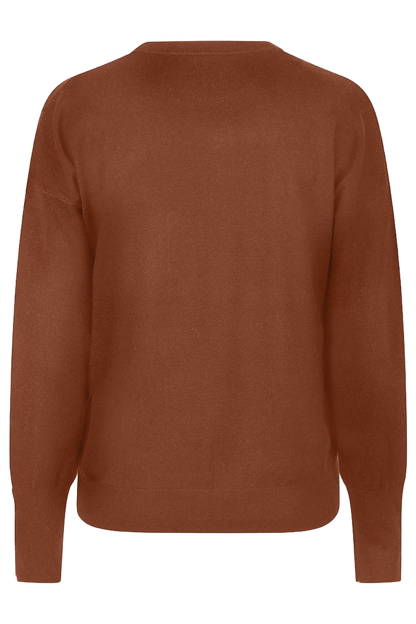 SWEATER R-NECK BUTTONED SLEEVE CUFF BROWN 2