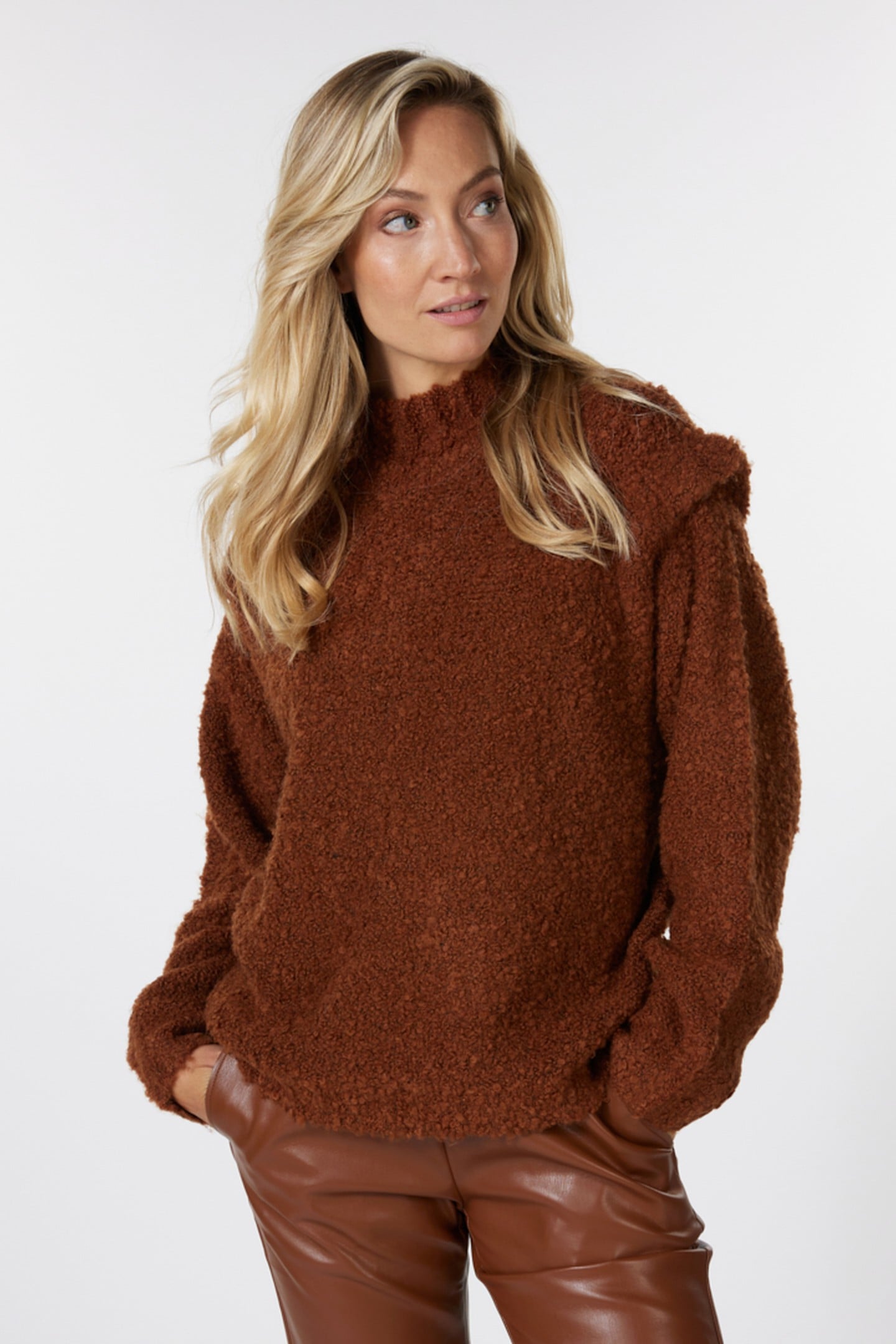 SWEATER BOUCLE KNIT BROWN 1