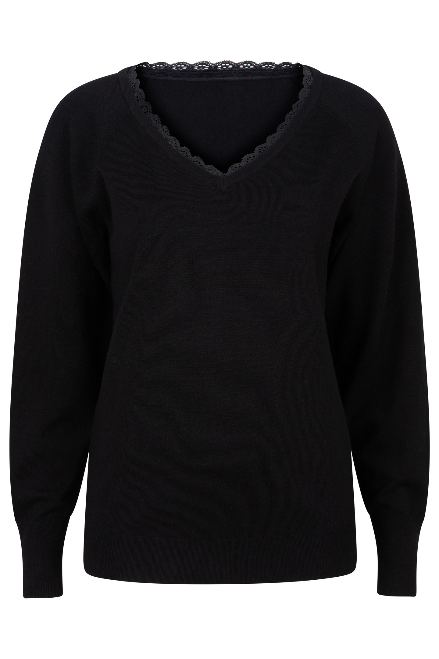 SWEATER V-NECK LACE BLACK 5