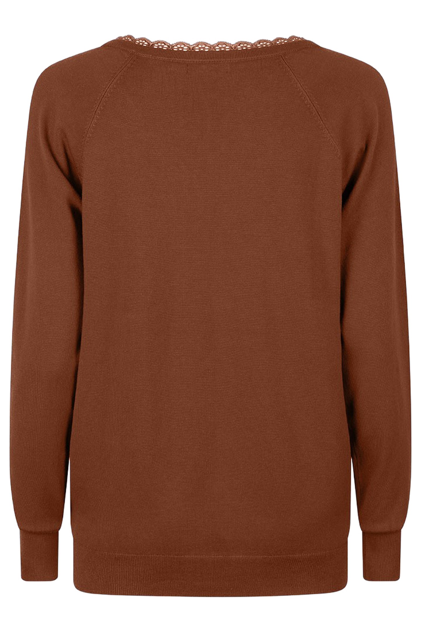 SWEATER V-NECK LACE BROWN 2