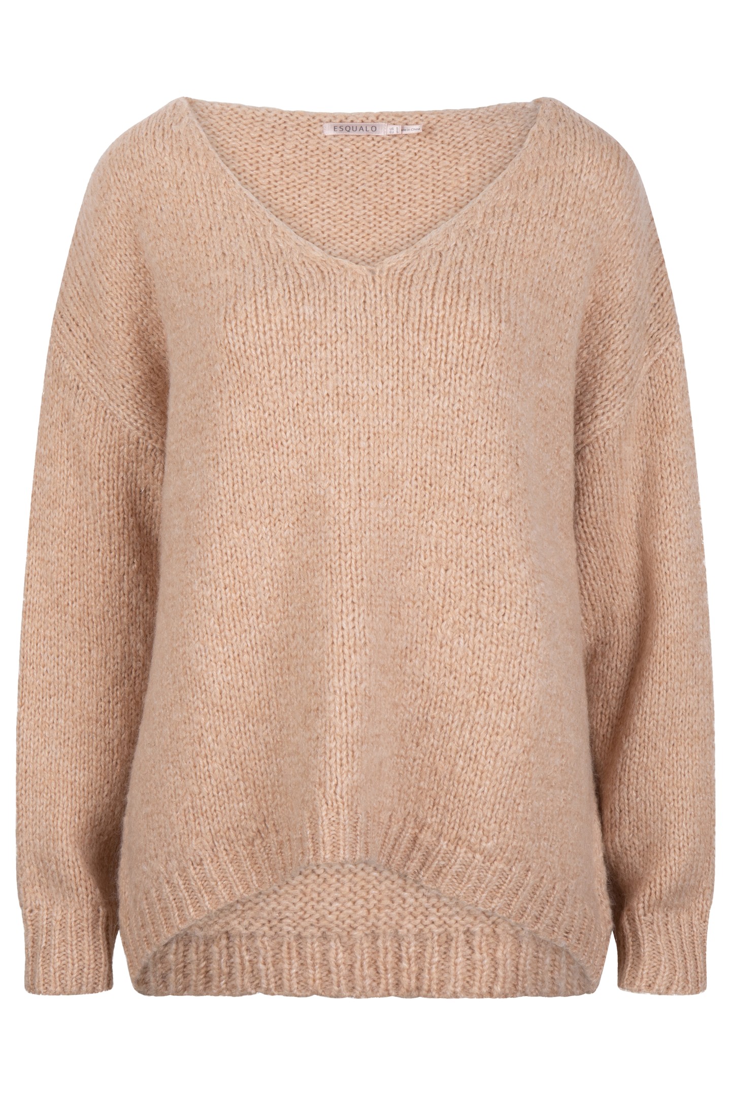 SWEATER CHUNKY V-NECK CAMEL 5