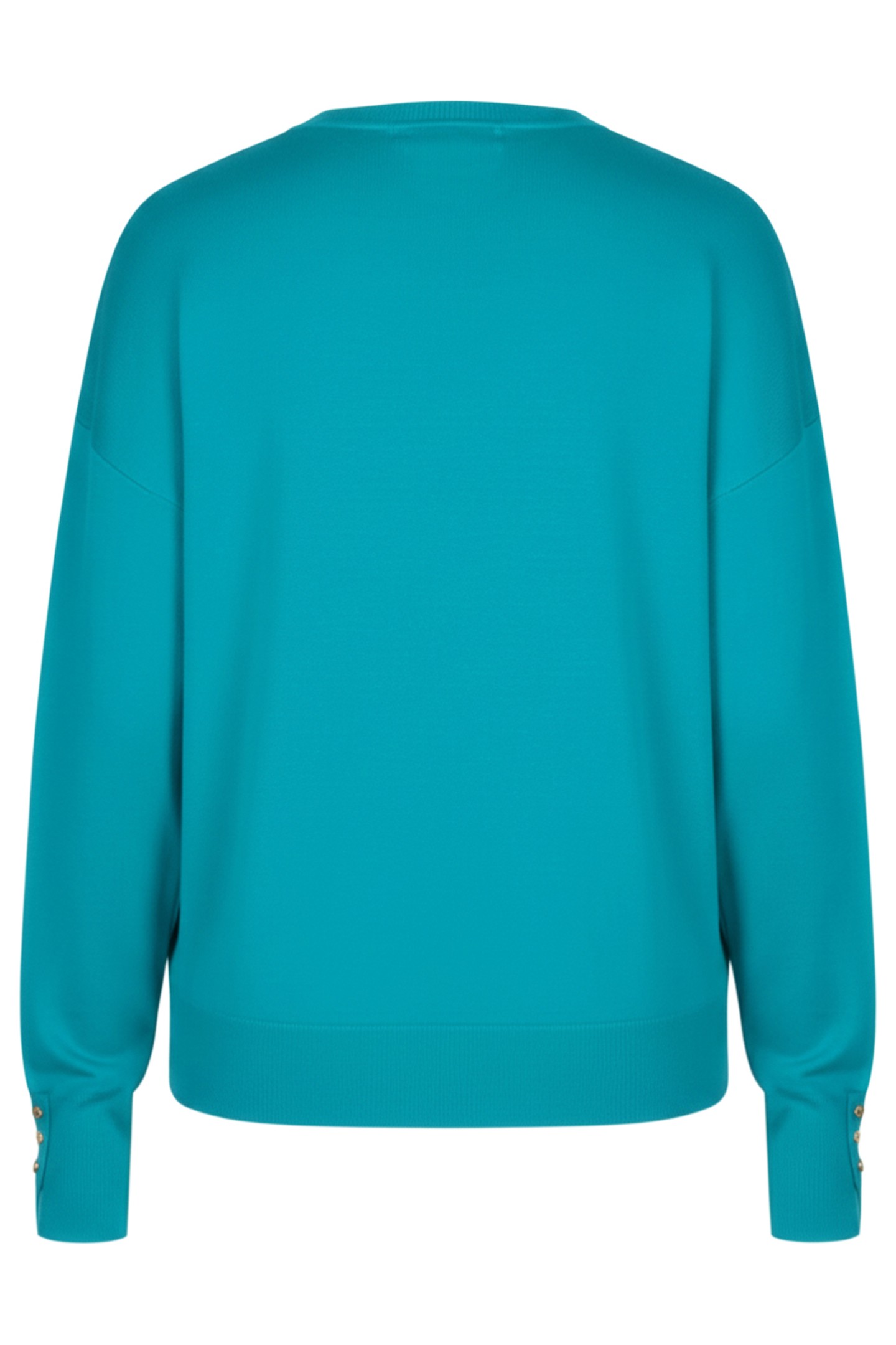 SWEATER BASIC BUTTON SLVE CUFF PEACOCK BLUE 2