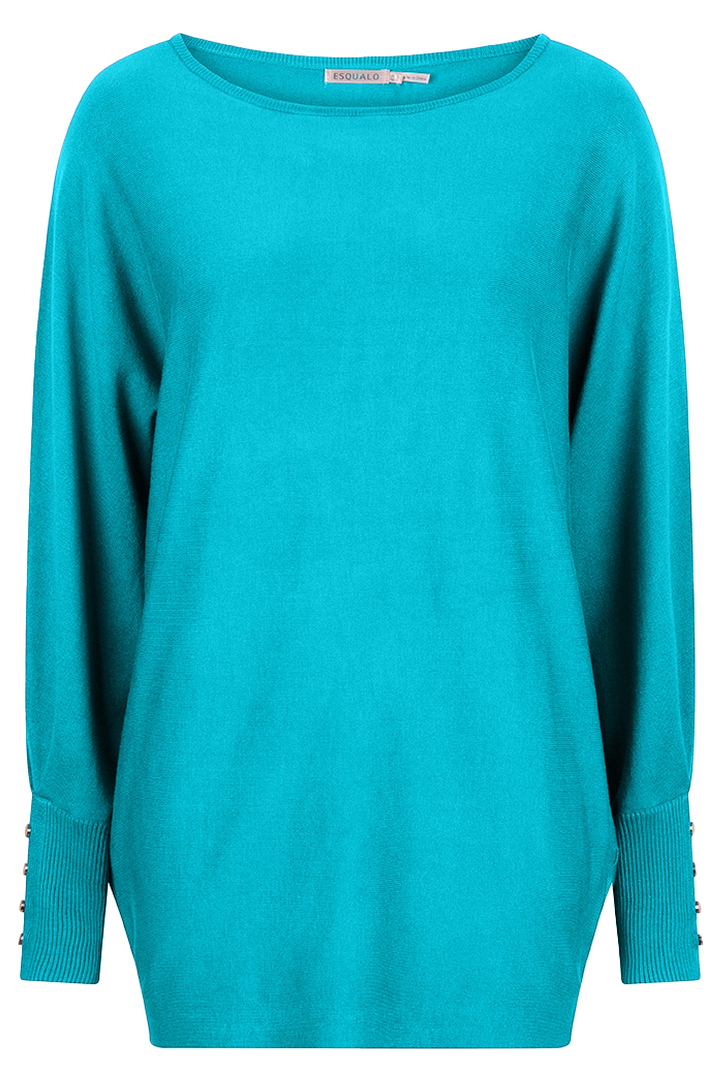 SWEATER BATWING BUTTONED CUFF PEACOCK BLUE 1