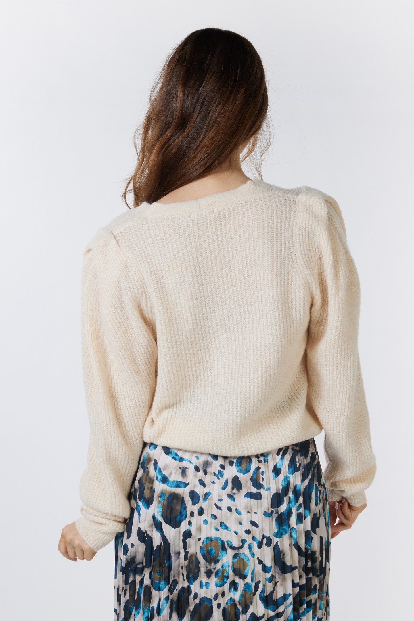 CARDIGAN PUFF SHOULDER LIGHT SAND 4