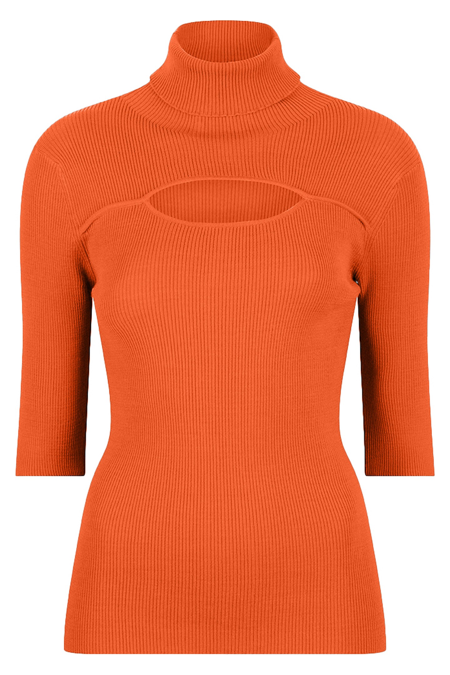 TOP SHORT SLVE OPEN RIB COL ORANGE 2