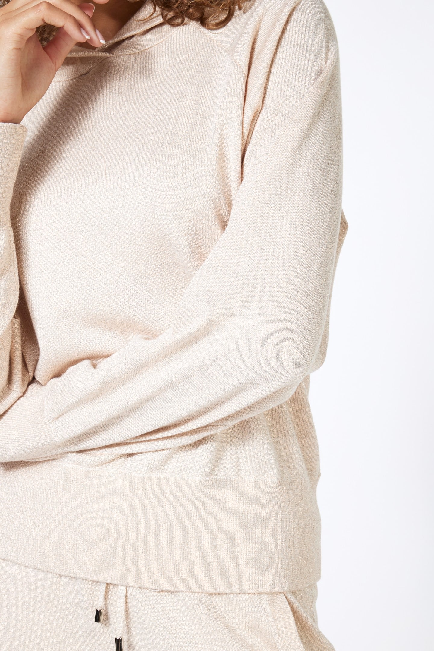 SWEATER HOODIE RAGLAN LUREX LIGHT SAND 9