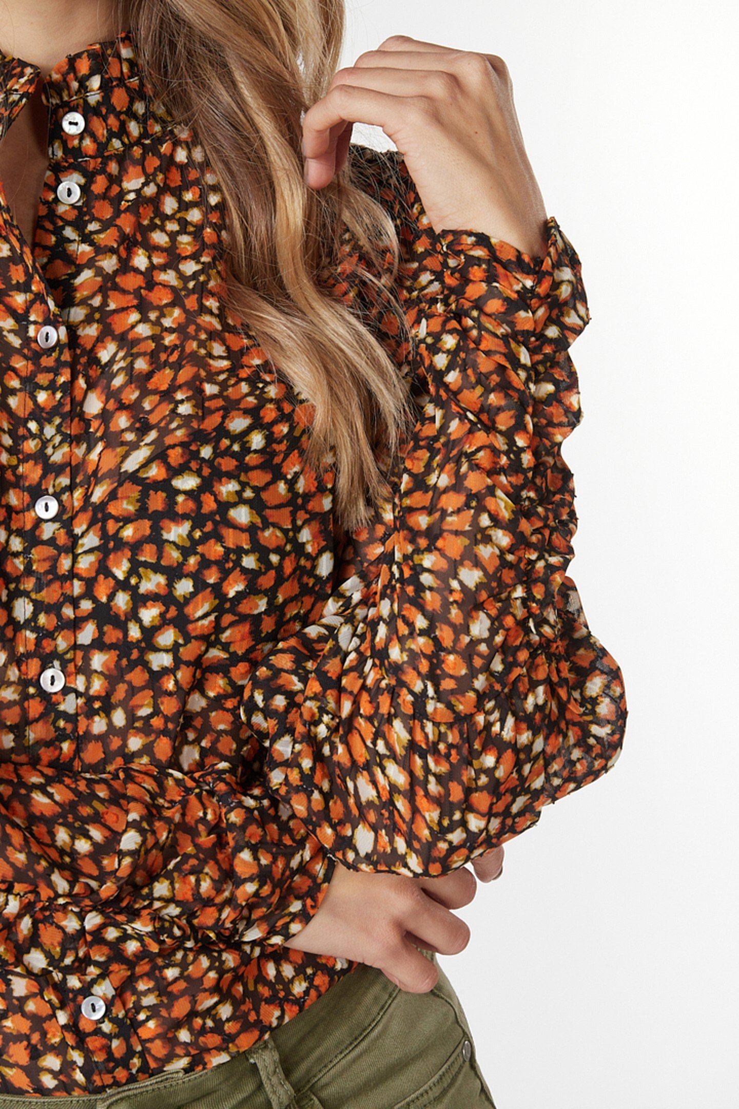BLOUSE GATHERED CUFFS WILD SKINS PRINT 6