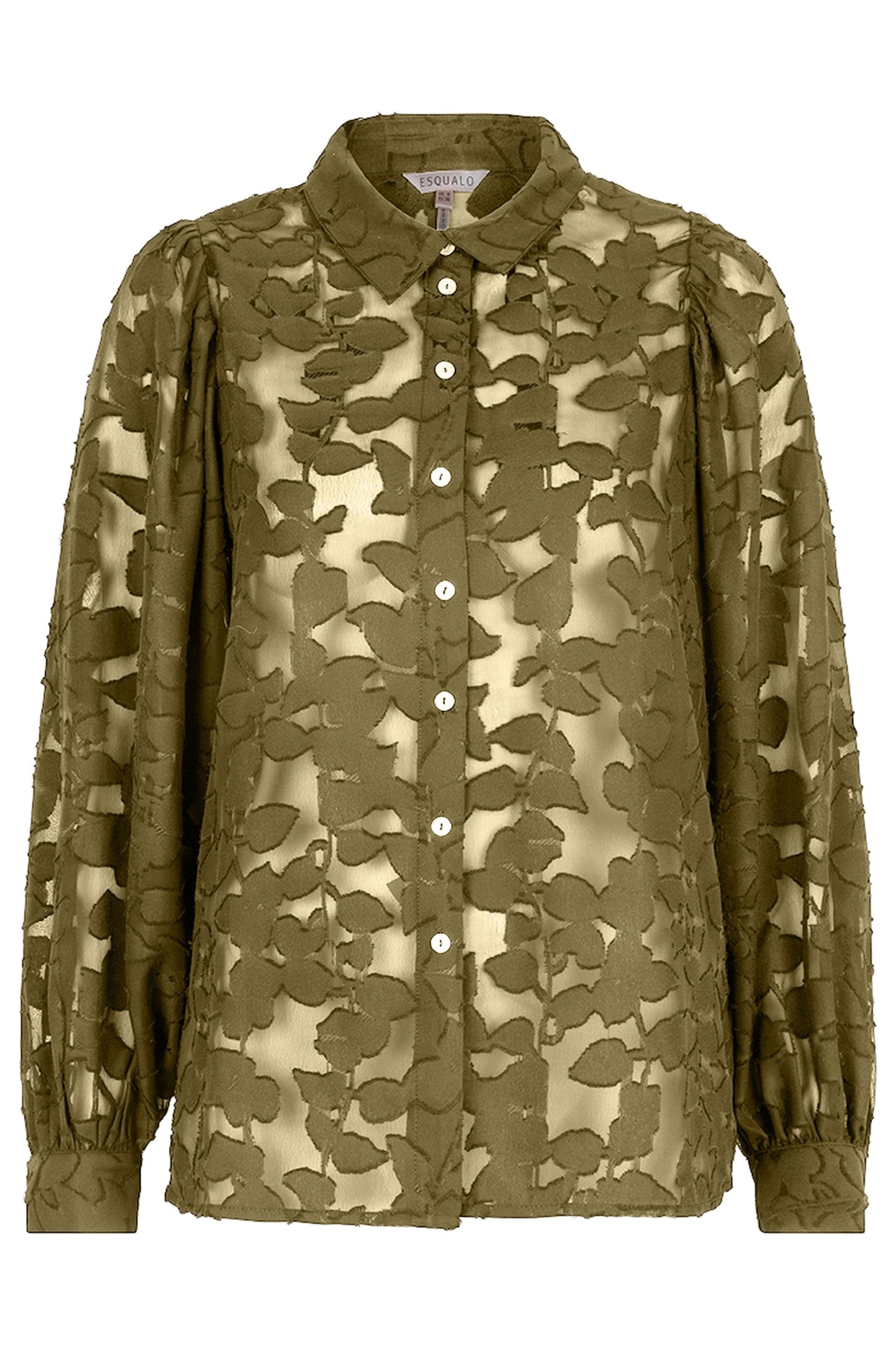 BLOUSE GATHERING JACQUARD OLIVE 1