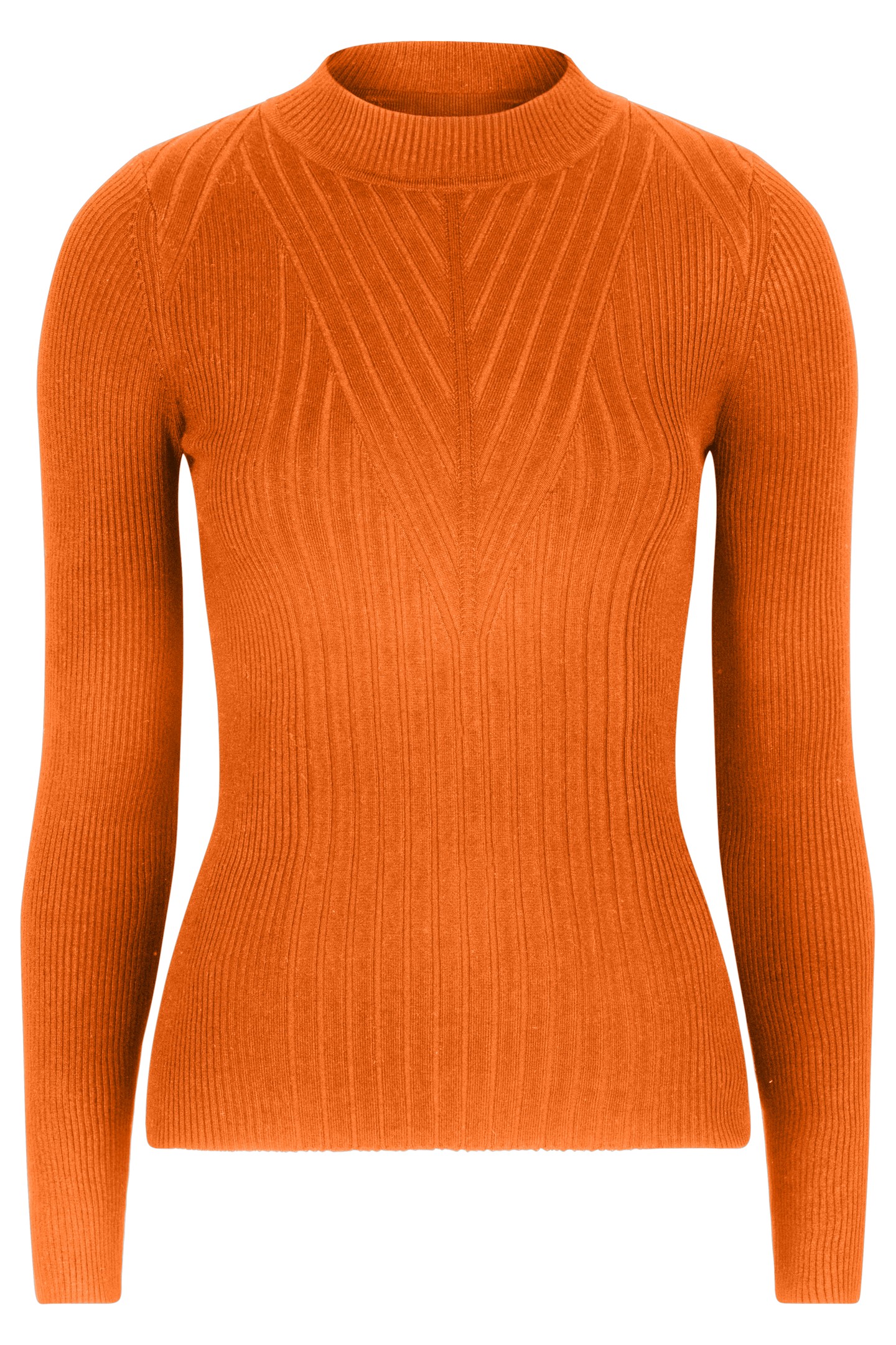 SWEATER TOP FANCY RIB BASIC KNIT PUMPKIN 1