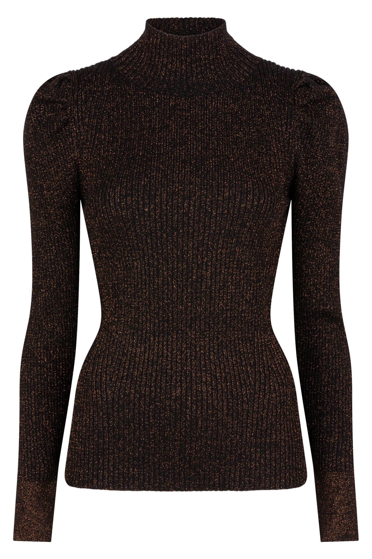 SWEATER RIB LUREX BLACK / ORANGE 7