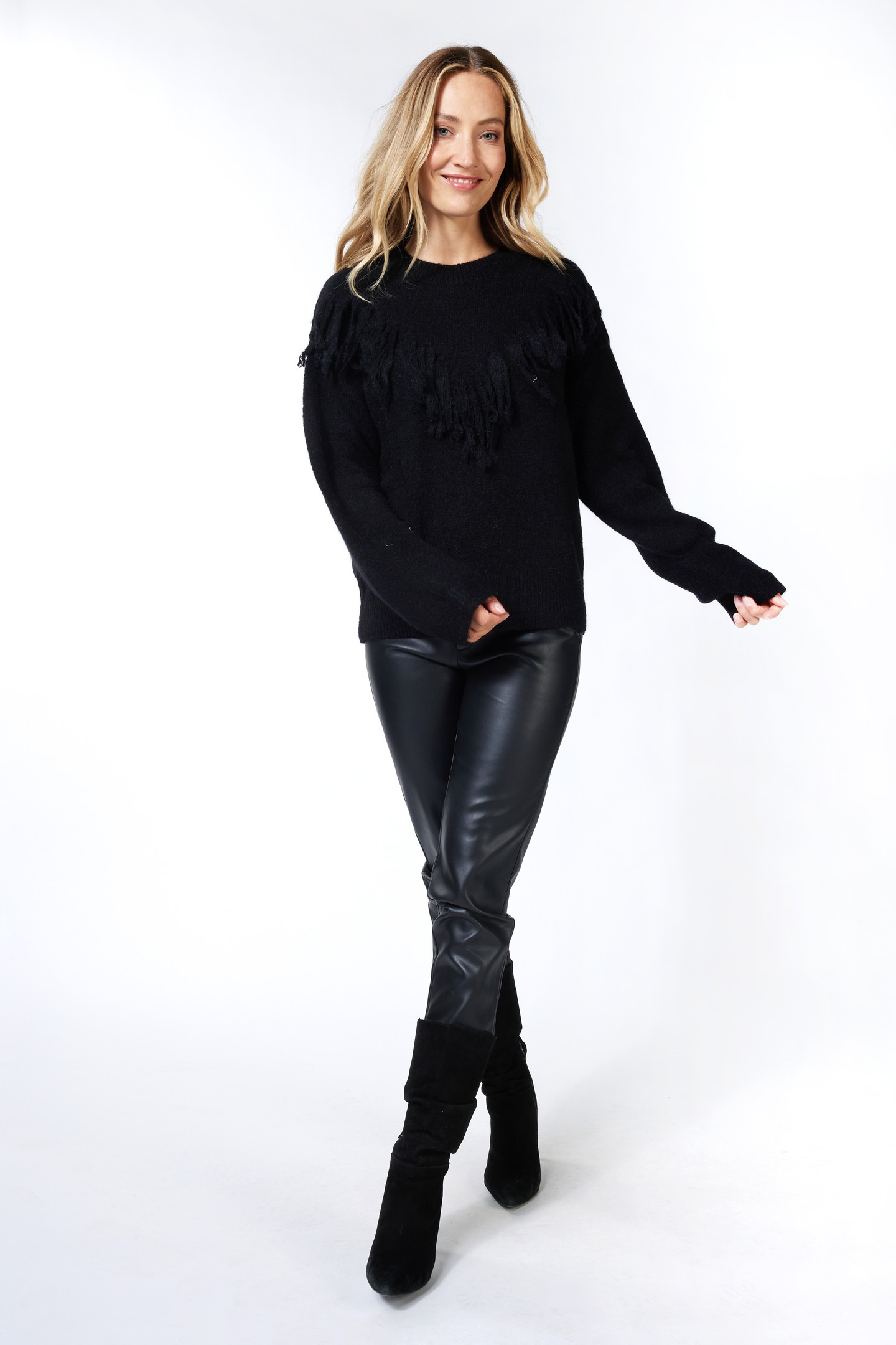 SWEATER FRINGES BLACK 1