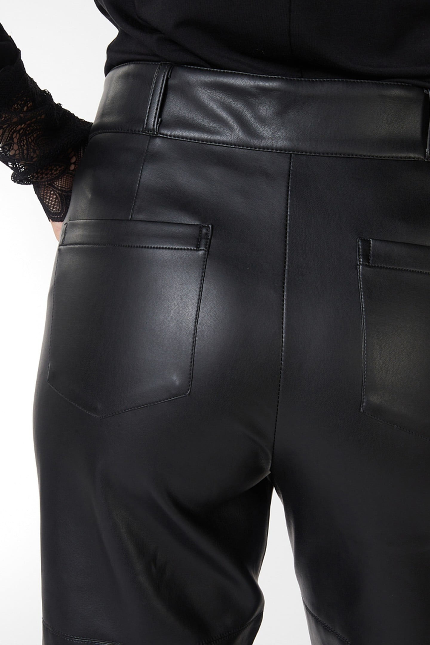 TROUSERS STRAIGHT PU BLACK 7