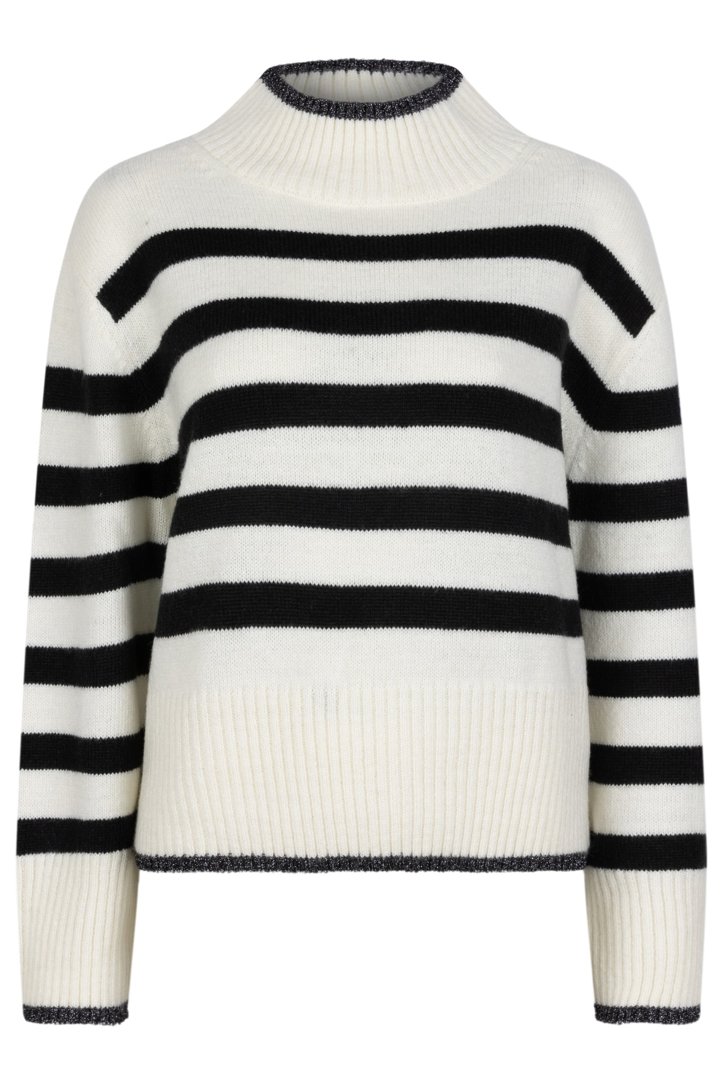 SWEATER COL STRIPED LUREX OFF WHITE / BLACK 4
