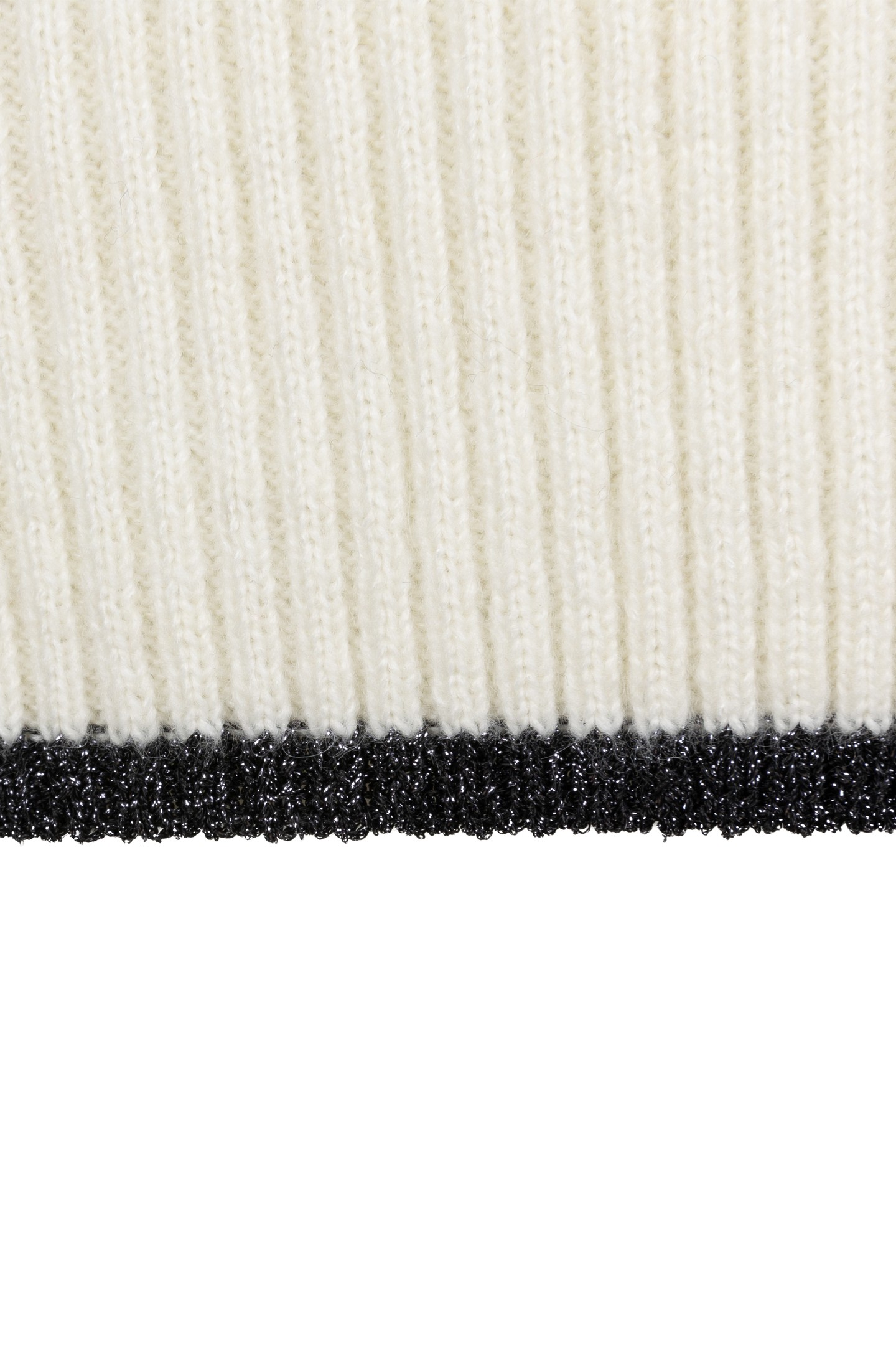 SWEATER COL STRIPED LUREX OFF WHITE / BLACK 7