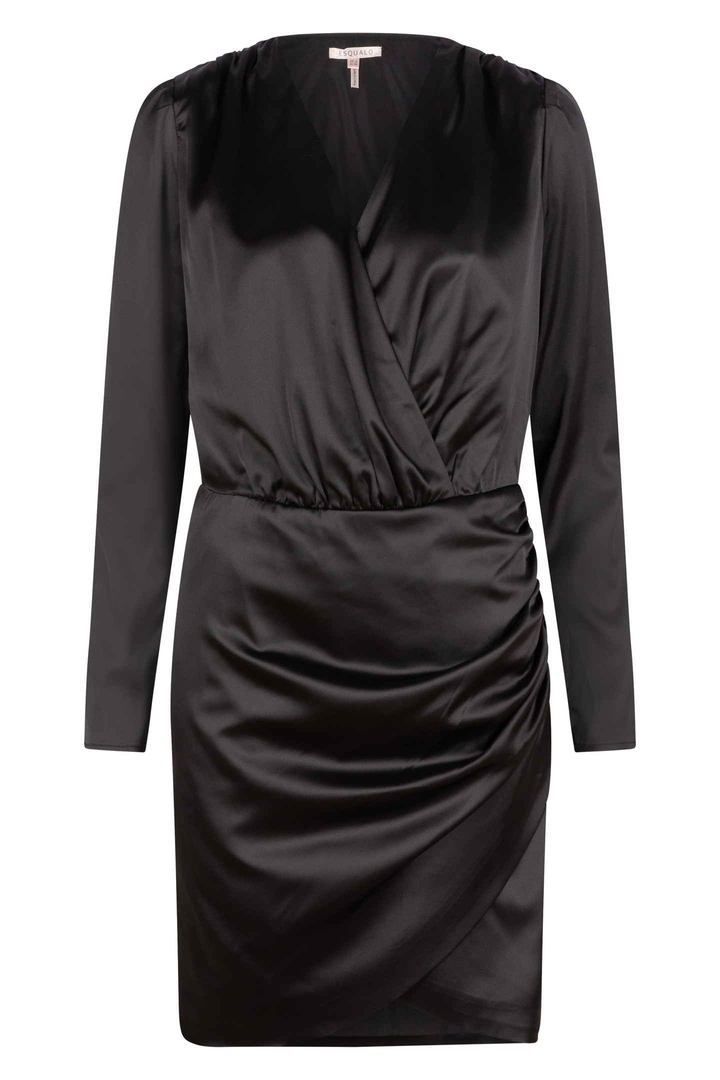 DRESS OVERLAP GATHERING BLACK 4