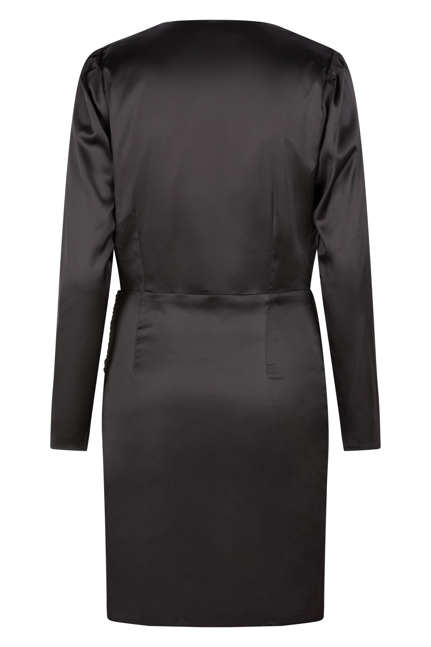 DRESS OVERLAP GATHERING BLACK 5