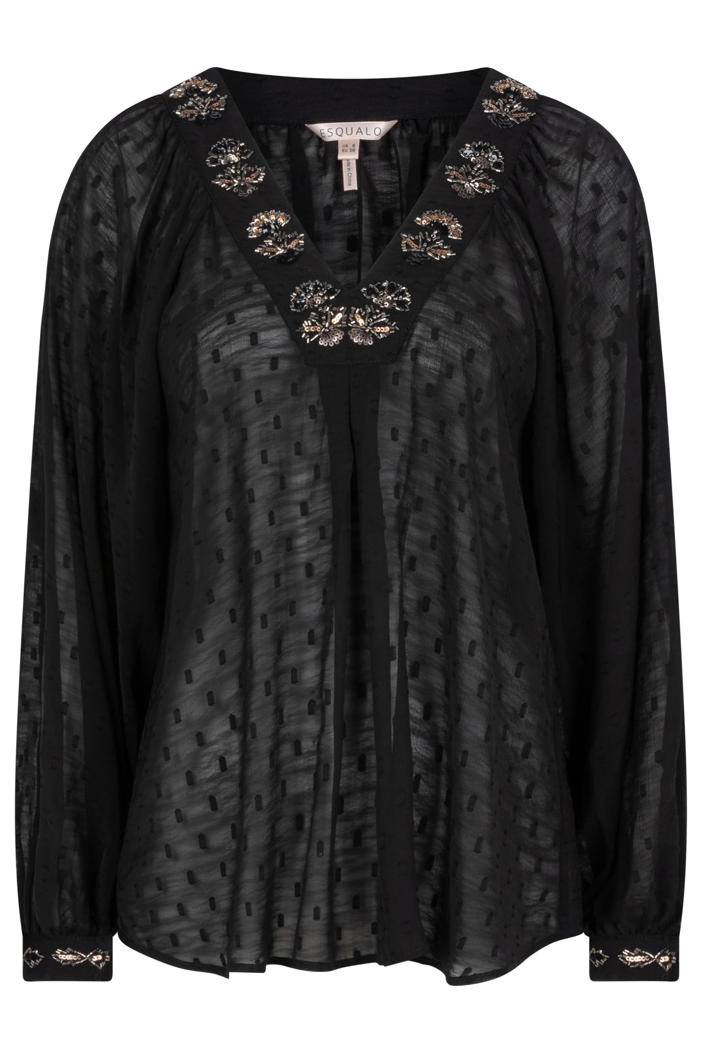 BLOUSE MARBLE BEADING BLACK 3