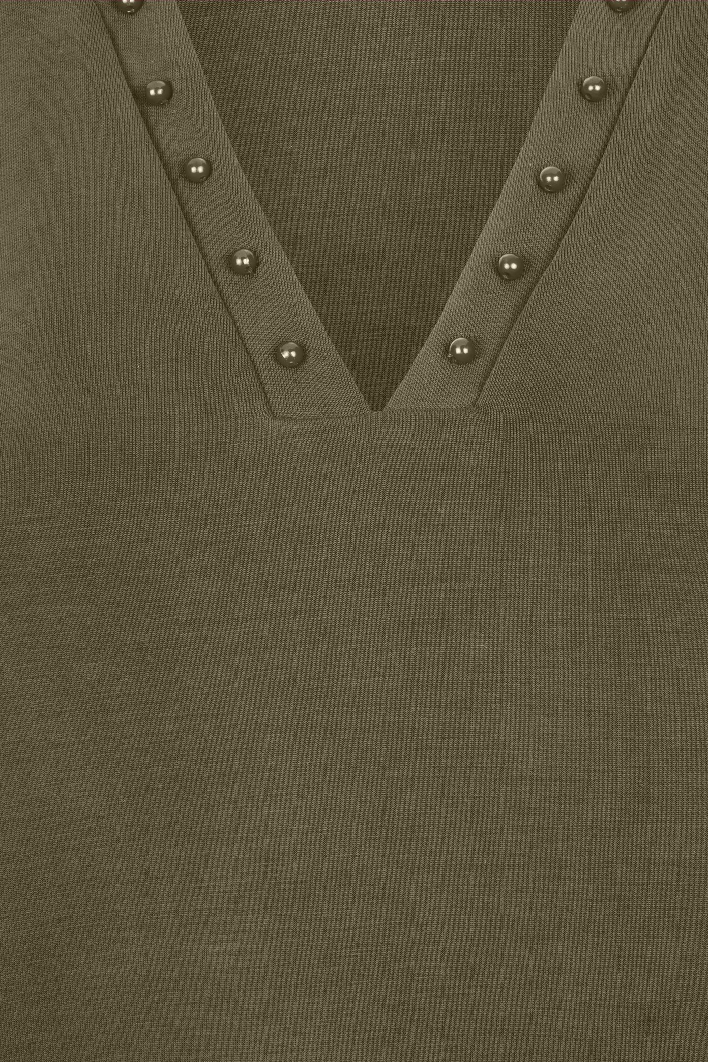 SWEATER “V” STUDS MODAL MOSS GREEN 3
