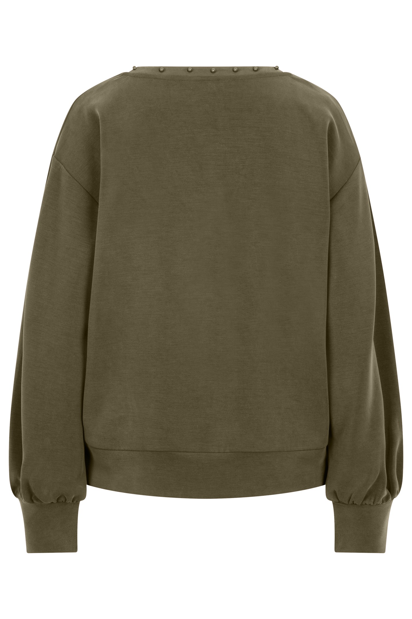 SWEATER “V” STUDS MODAL MOSS GREEN 2