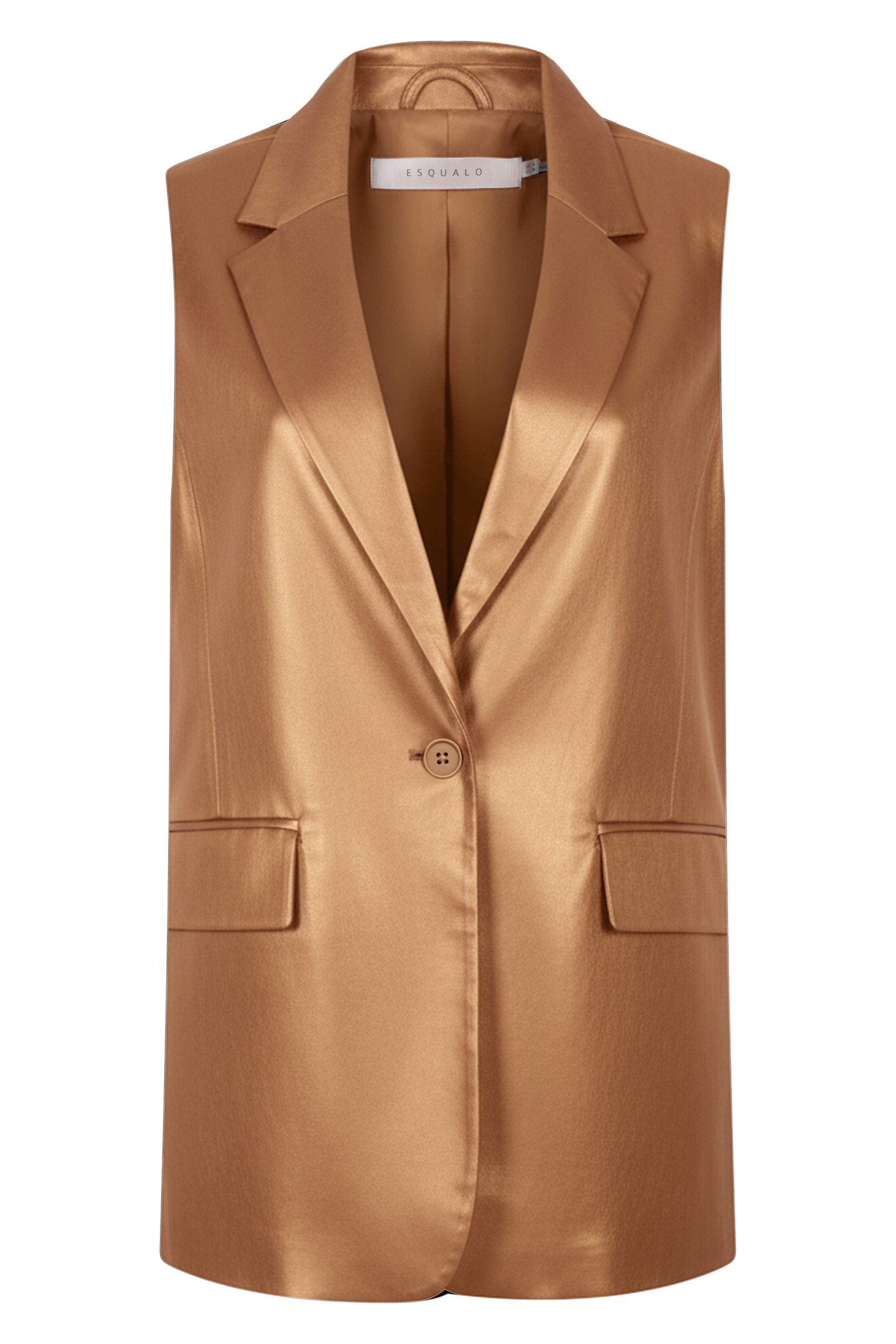 GILET LONG VEGAN LEATHER BRANDY 3