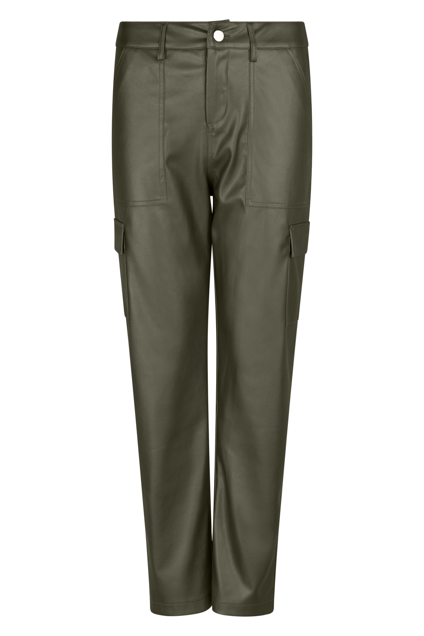 TROUSERS CARGO VEGAN LEATHER GREEN 1