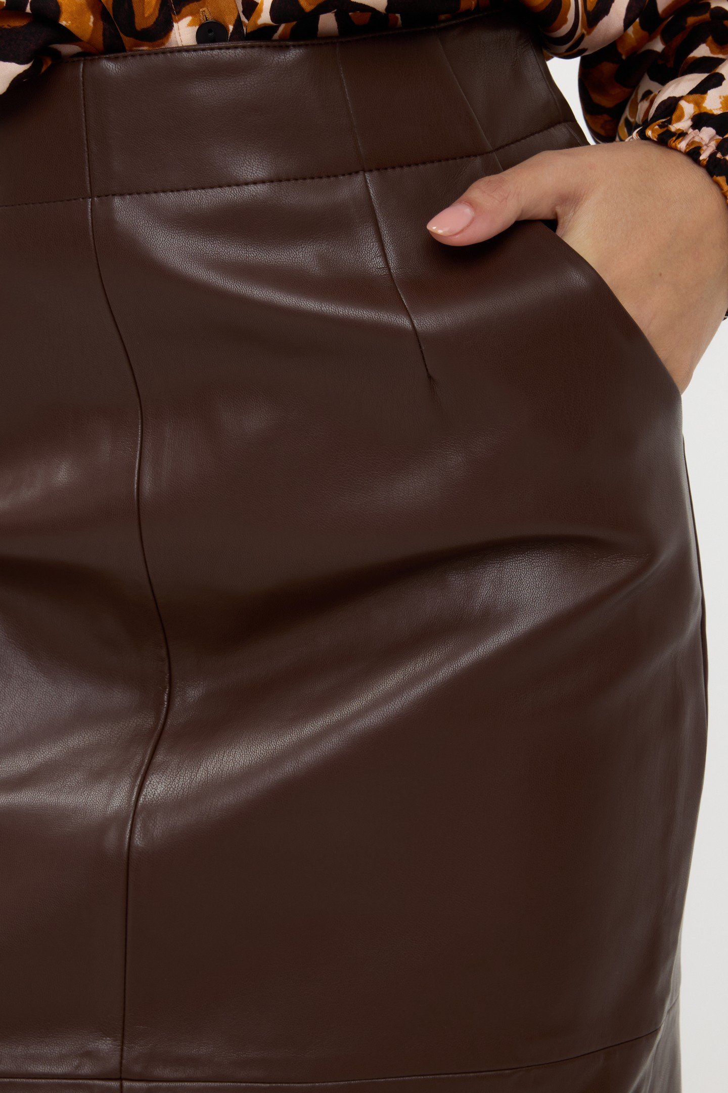 SKIRT PENCIL VEGAN LEATHER CHOCOLATE 7