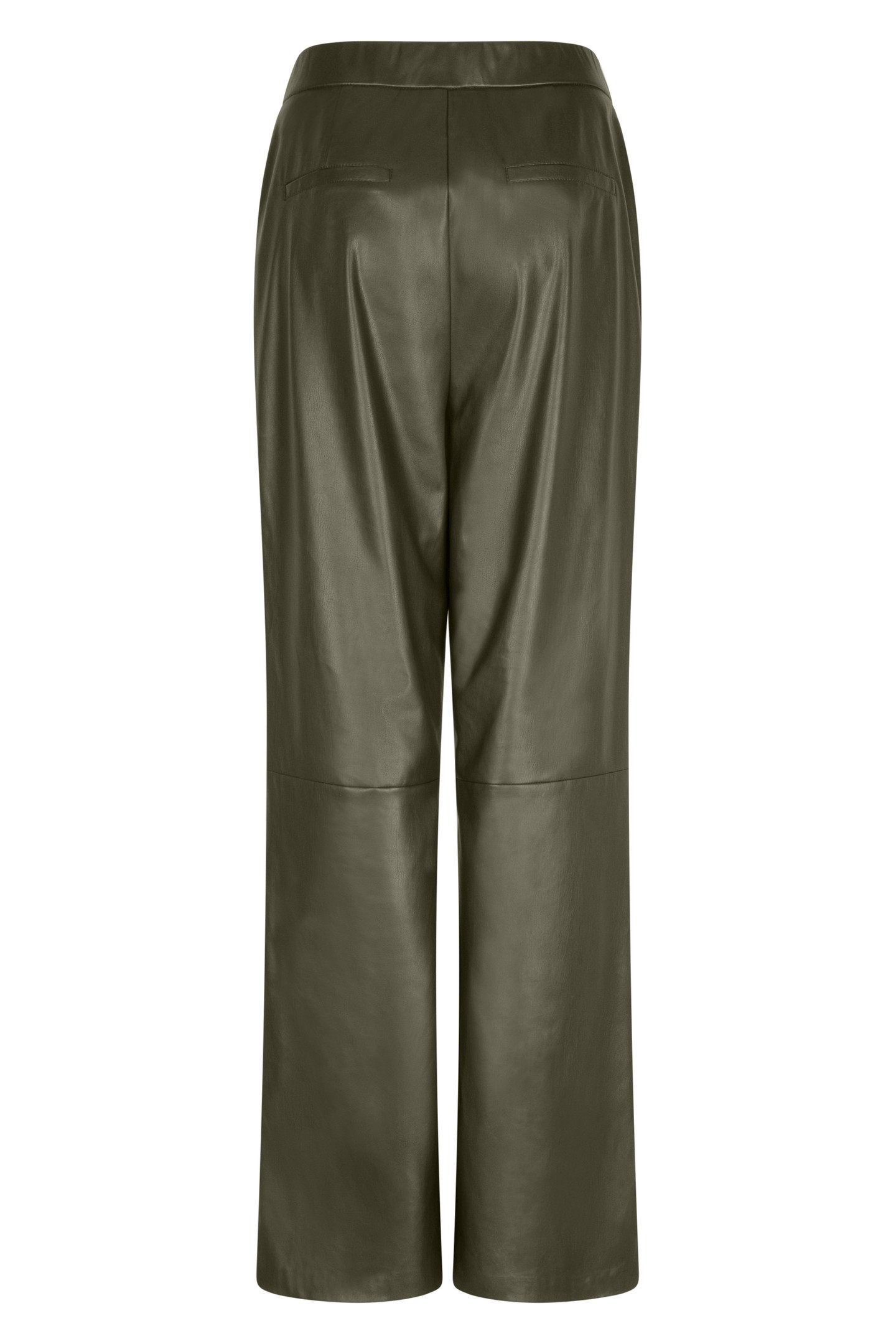 TROUSERS WIDE VEGAN LEATHER GREEN 2