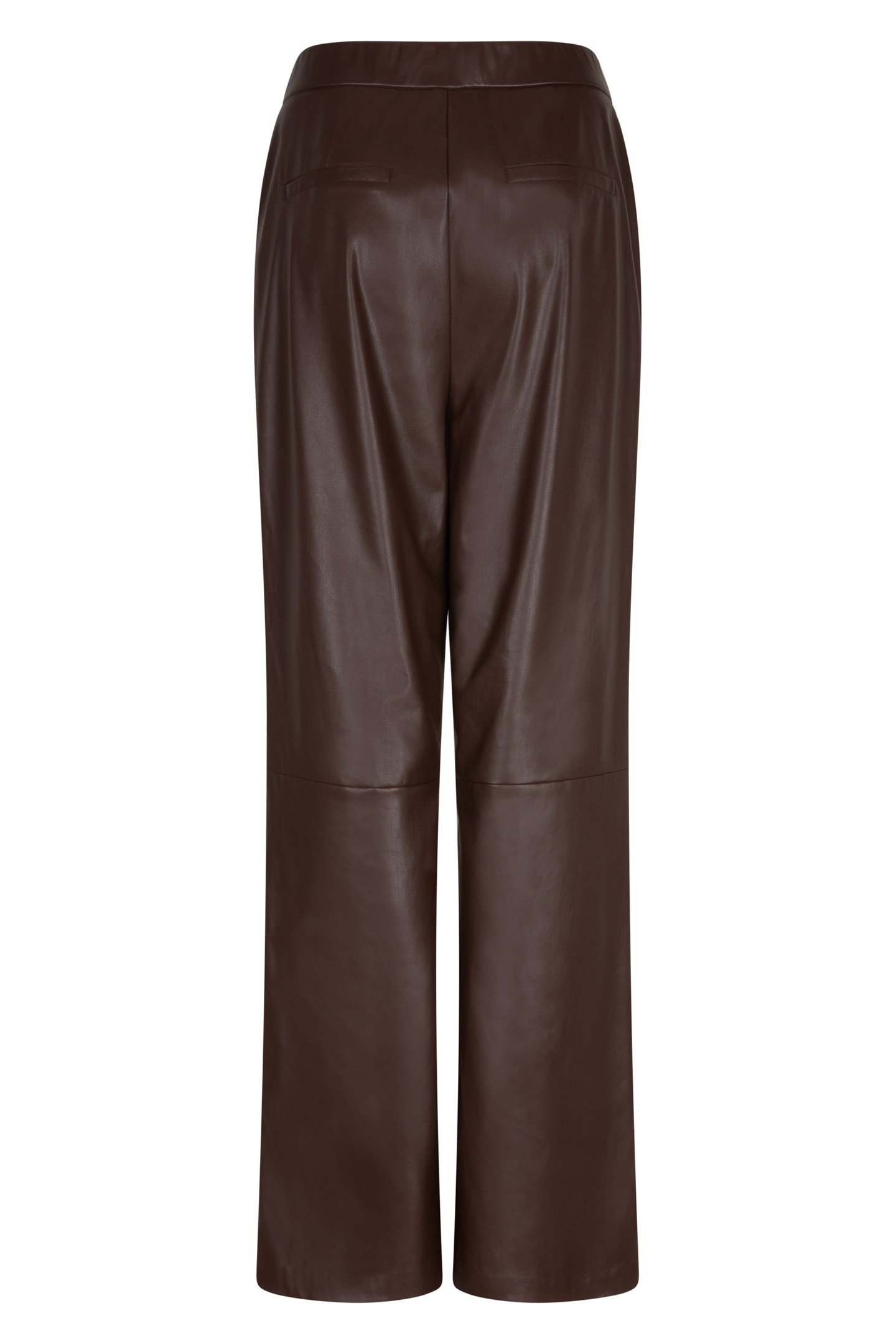 TROUSERS WIDE VEGAN LEATHER CHOCOLATE 3