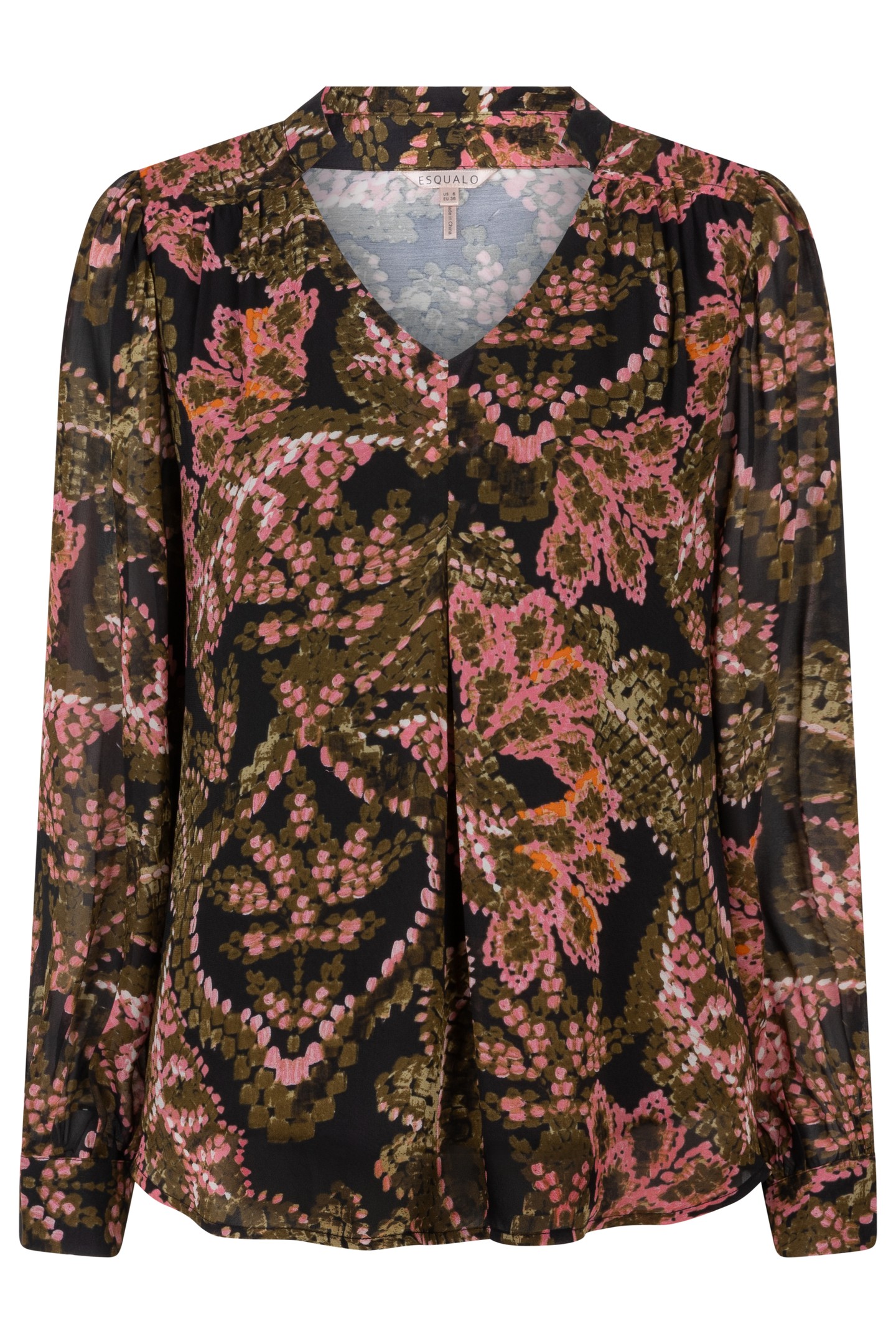 BLOUSE V-NECK GLOBAL FLOWER PRINT 3