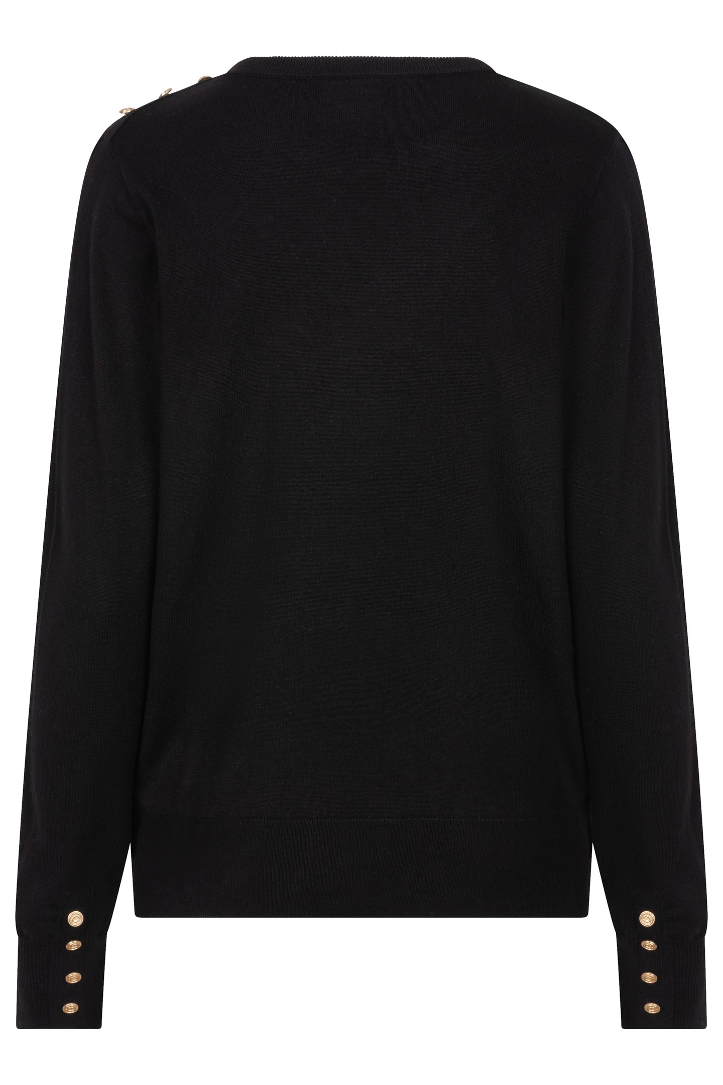 SWEATER GATHERING BUTTON DETAILS BASIC KNIT BLACK 5