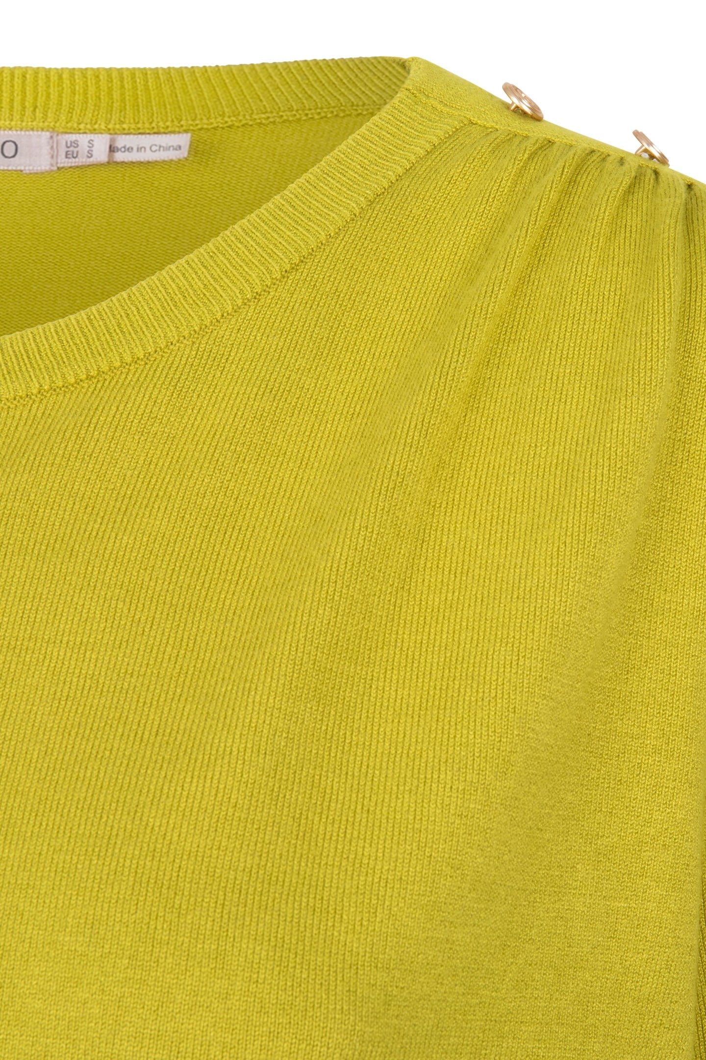 SWEATER GATHERING BUTTON DETAILS BASIC KNIT MATCHA GREEN 9