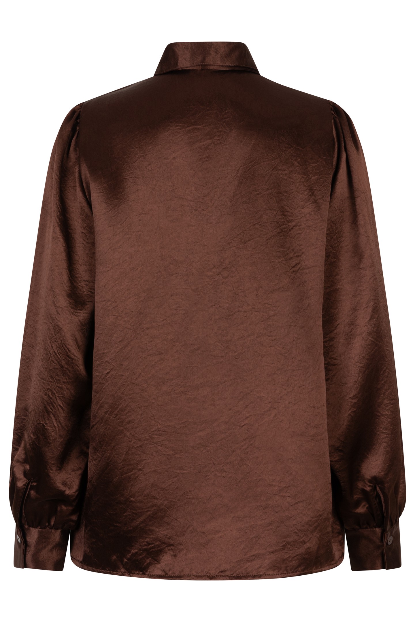 BLOUSE BOW CRUSHED SATIN CHOCOLATE 6