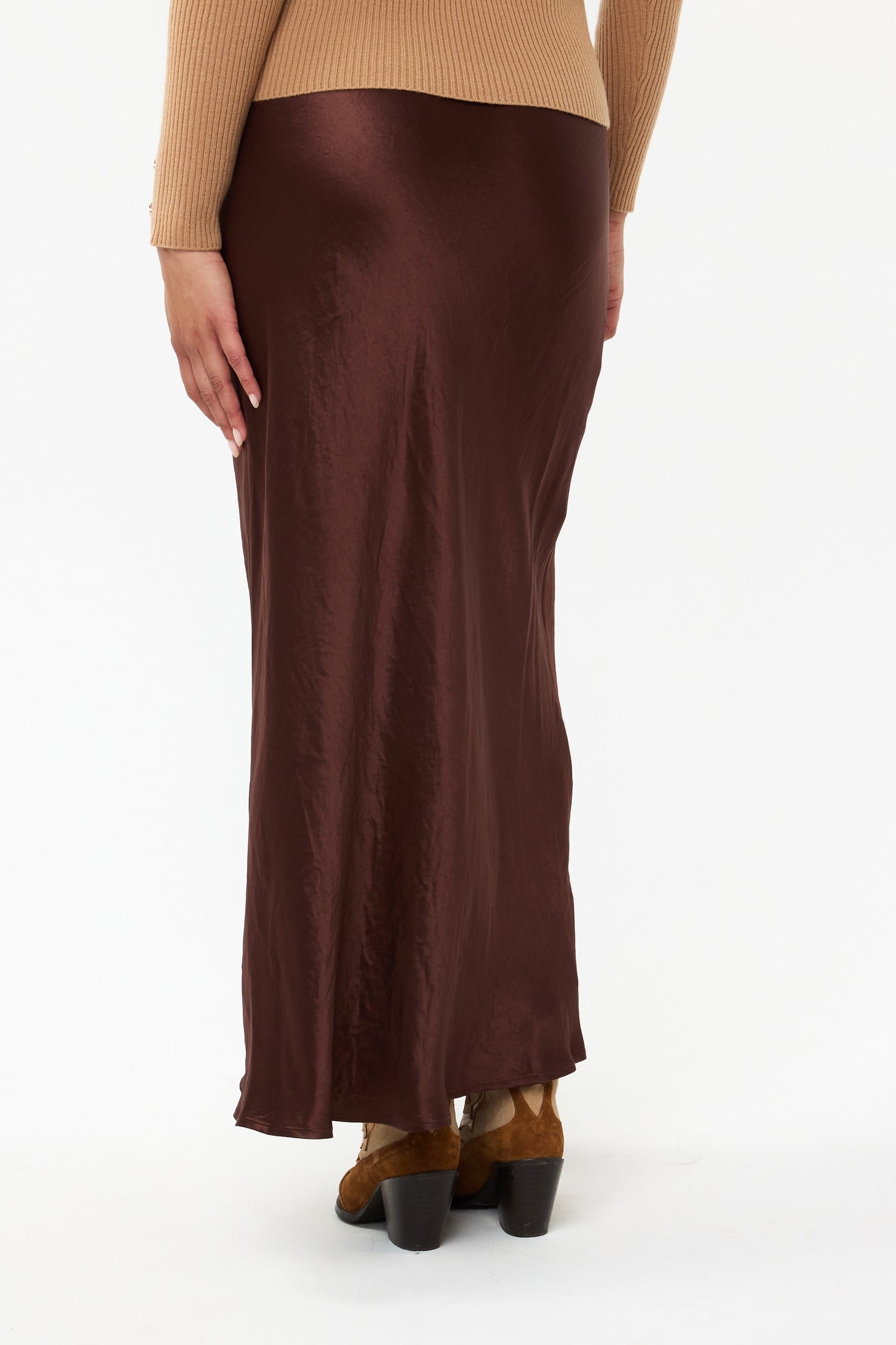 SKIRT CRUSHED SATIN CHOCOLATE 3
